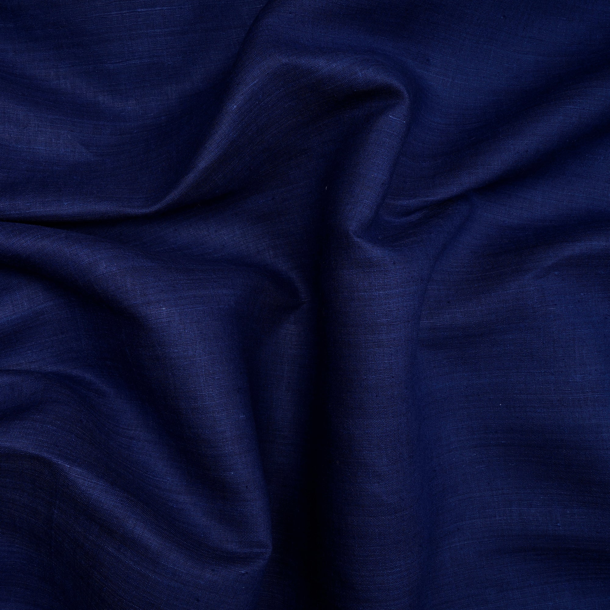 Navy Blue Plain Handwoven Pure Matka Silk Fabric