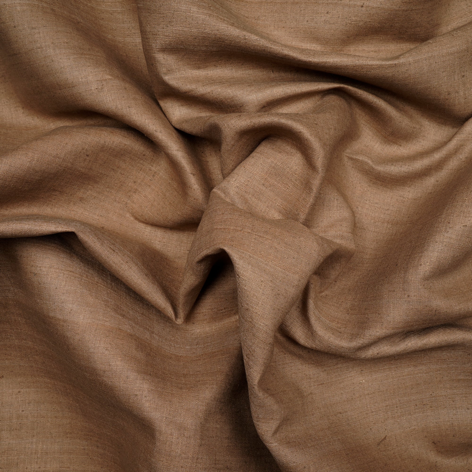 Tobacco Brown Plain Handwoven Pure Matka Silk Fabric