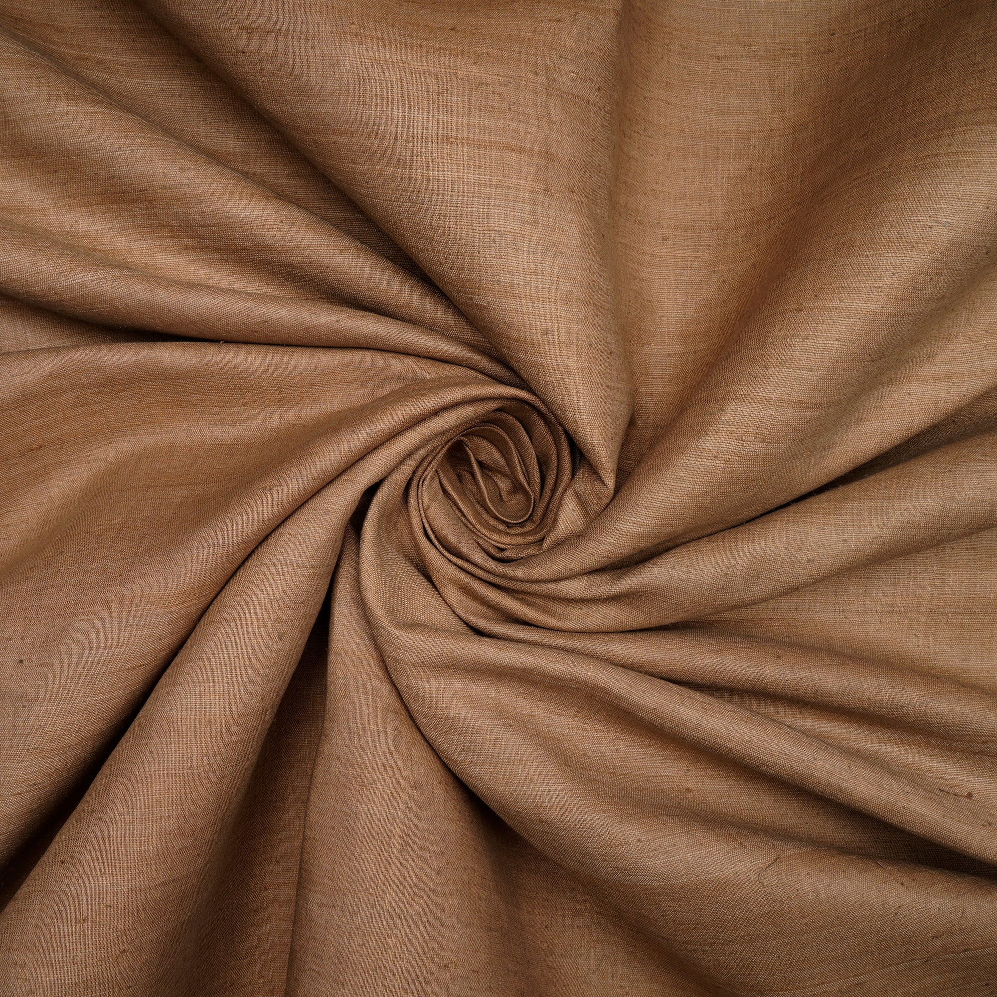 Tobacco Brown Plain Handwoven Pure Matka Silk Fabric