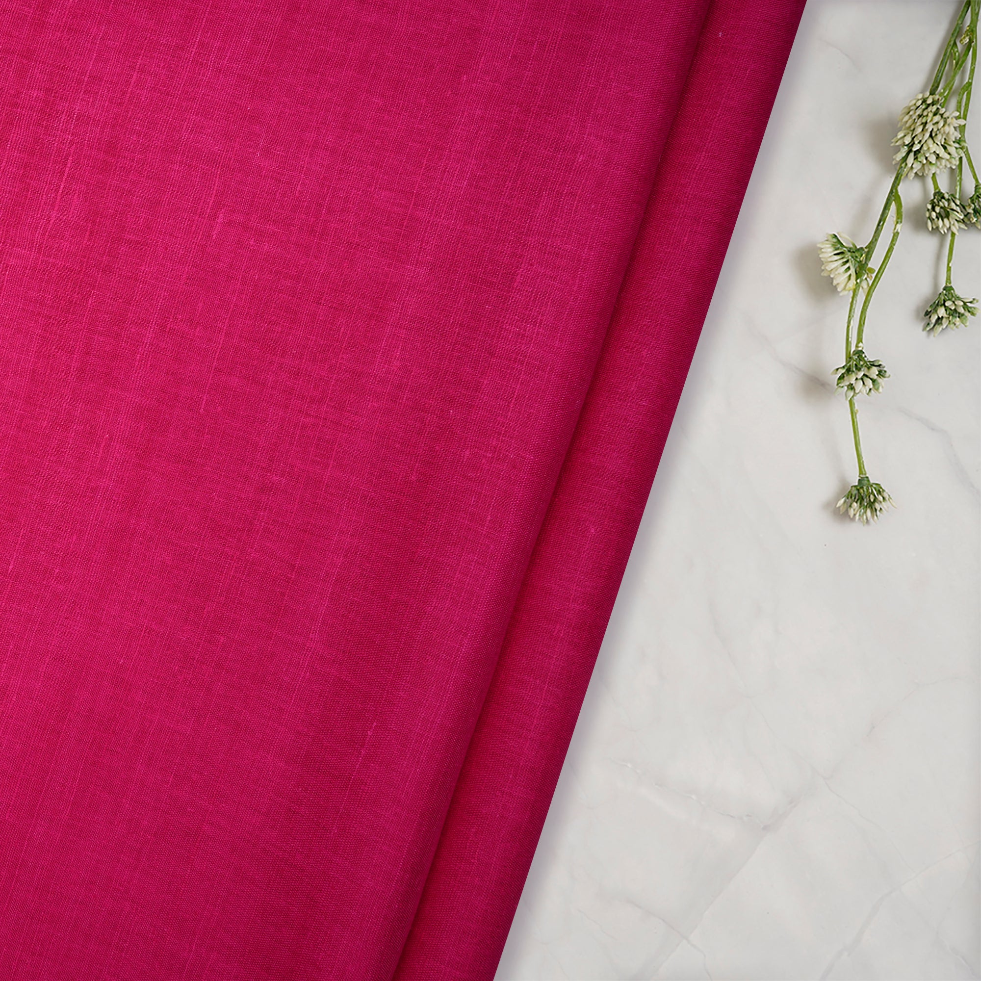 Rani Pink Plain Handwoven Pure Matka Silk Fabric
