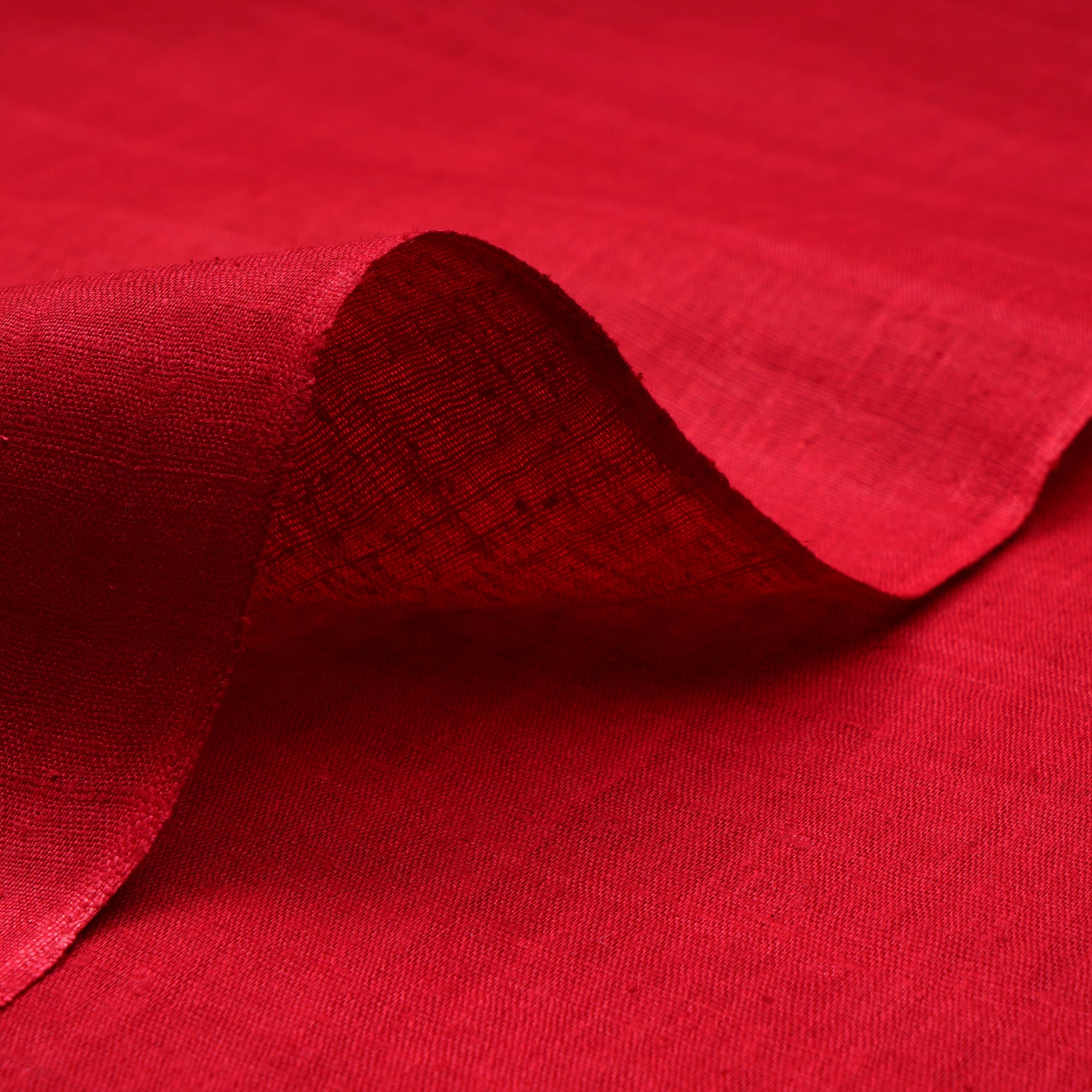 Dark Red Plain Handwoven Pure Matka Silk Fabric