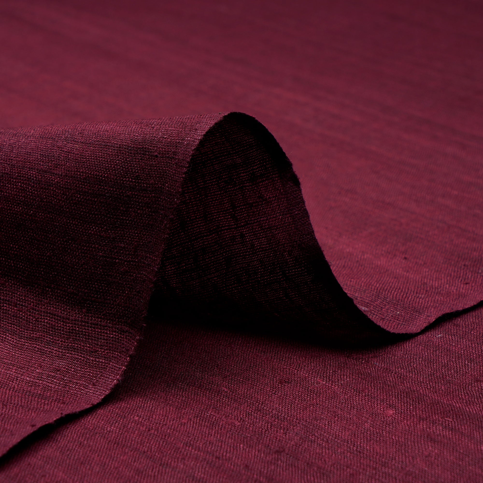 Dark Maroon Plain Handwoven Pure Matka Silk Fabric