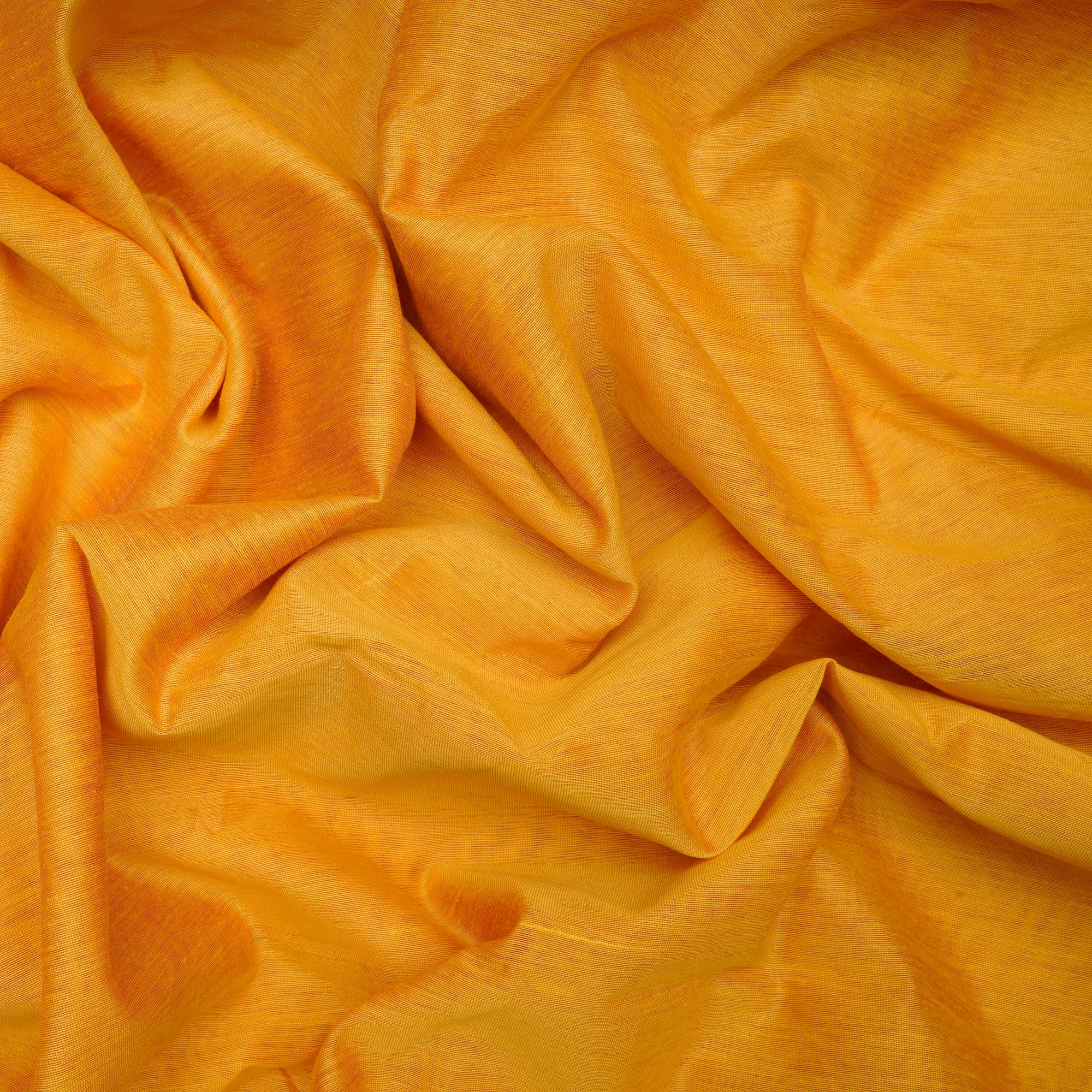 Yellow Color Polyester Mono Chanderi Fabric with Zari Border