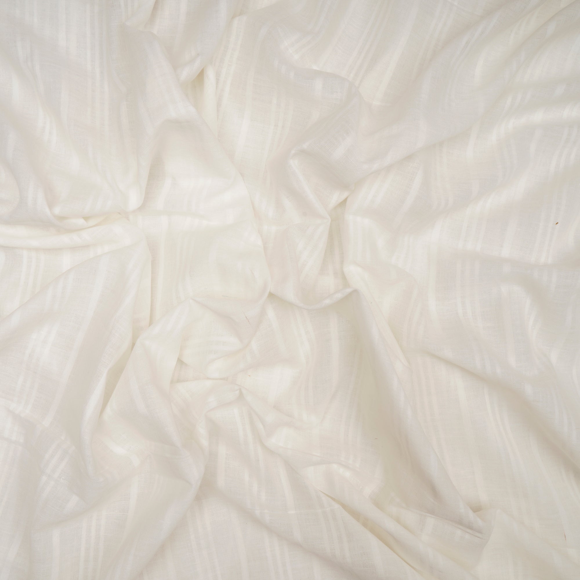 White Dyeable Stripe Pattern Handspun Handwoven Fine Muslin Cotton Fabric