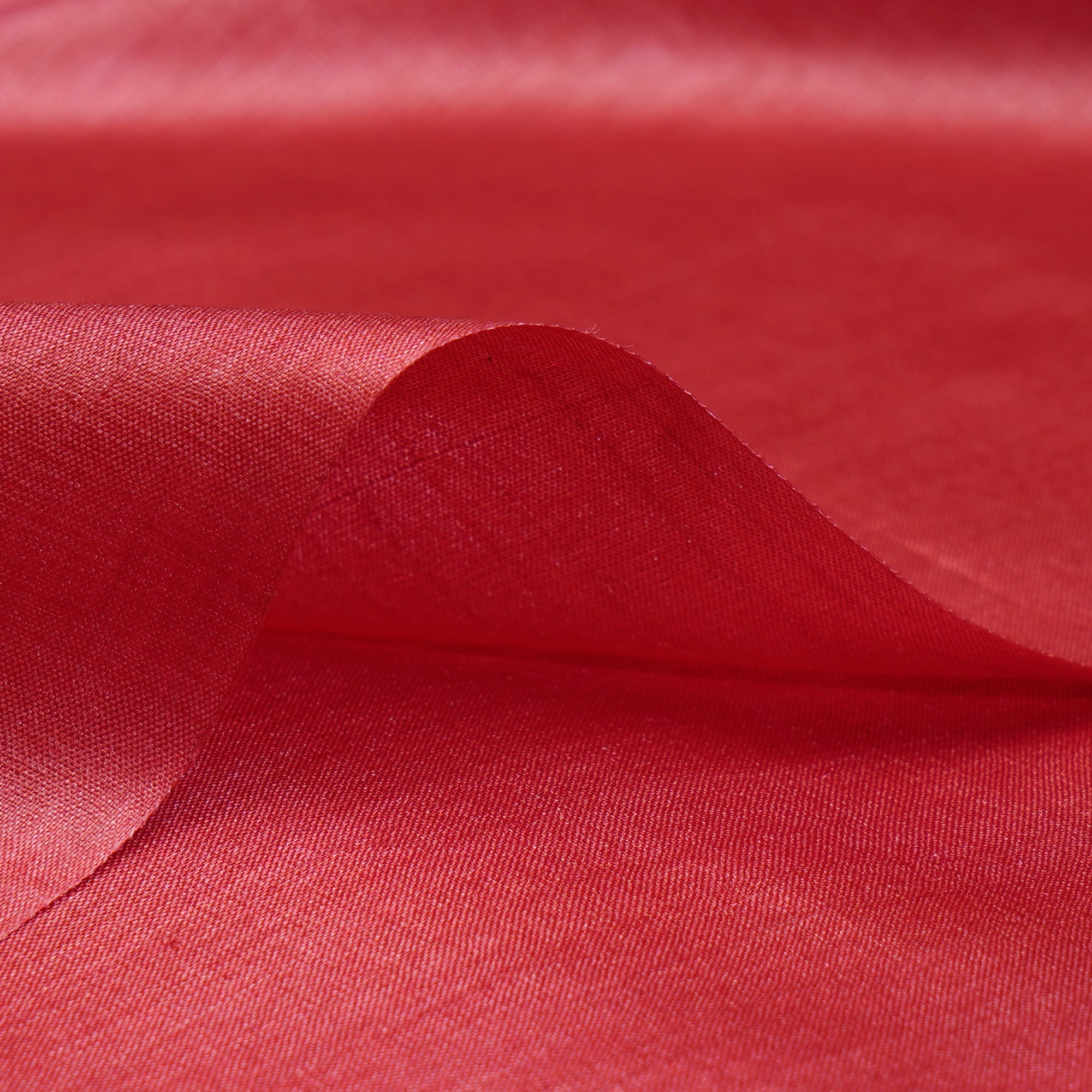 Red Color Piece Dyed Natural Tussar Silk Fabric