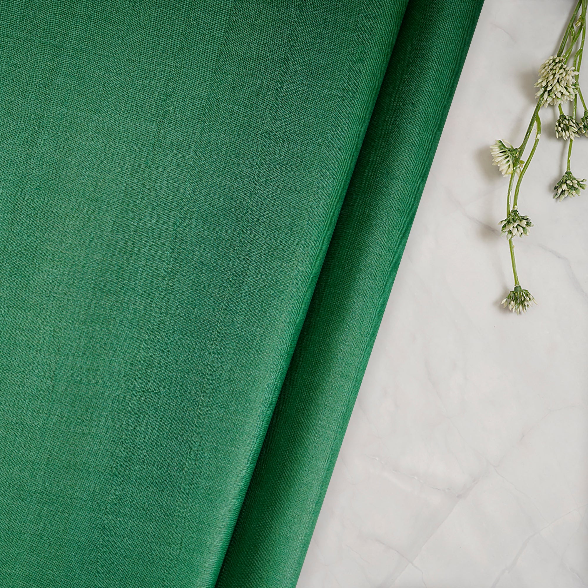 Green Color Piece Dyed Natural Tussar Silk Fabric