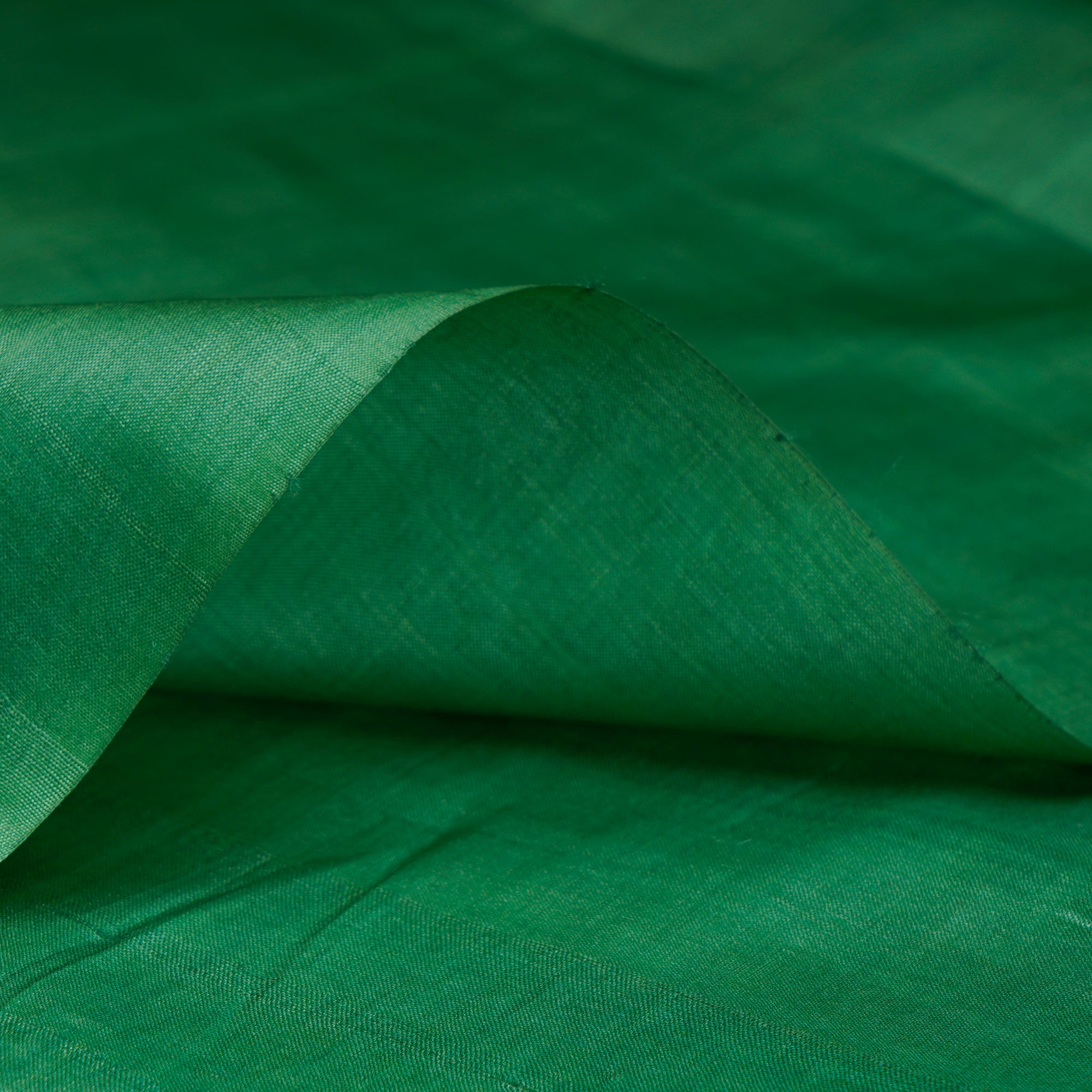 Green Color Piece Dyed Natural Tussar Silk Fabric