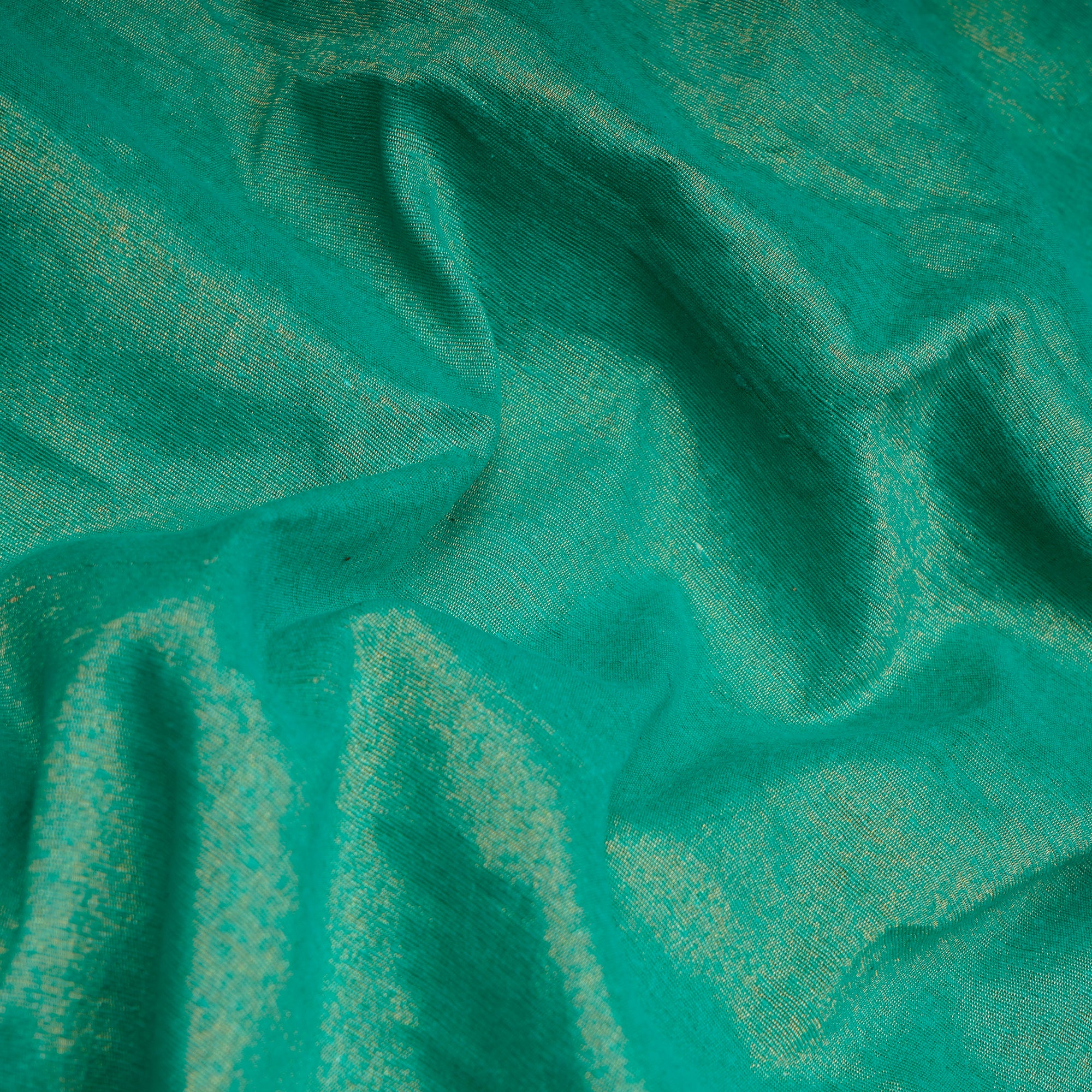 Vivid Green-Gold Noile Tissue Silk Fabric