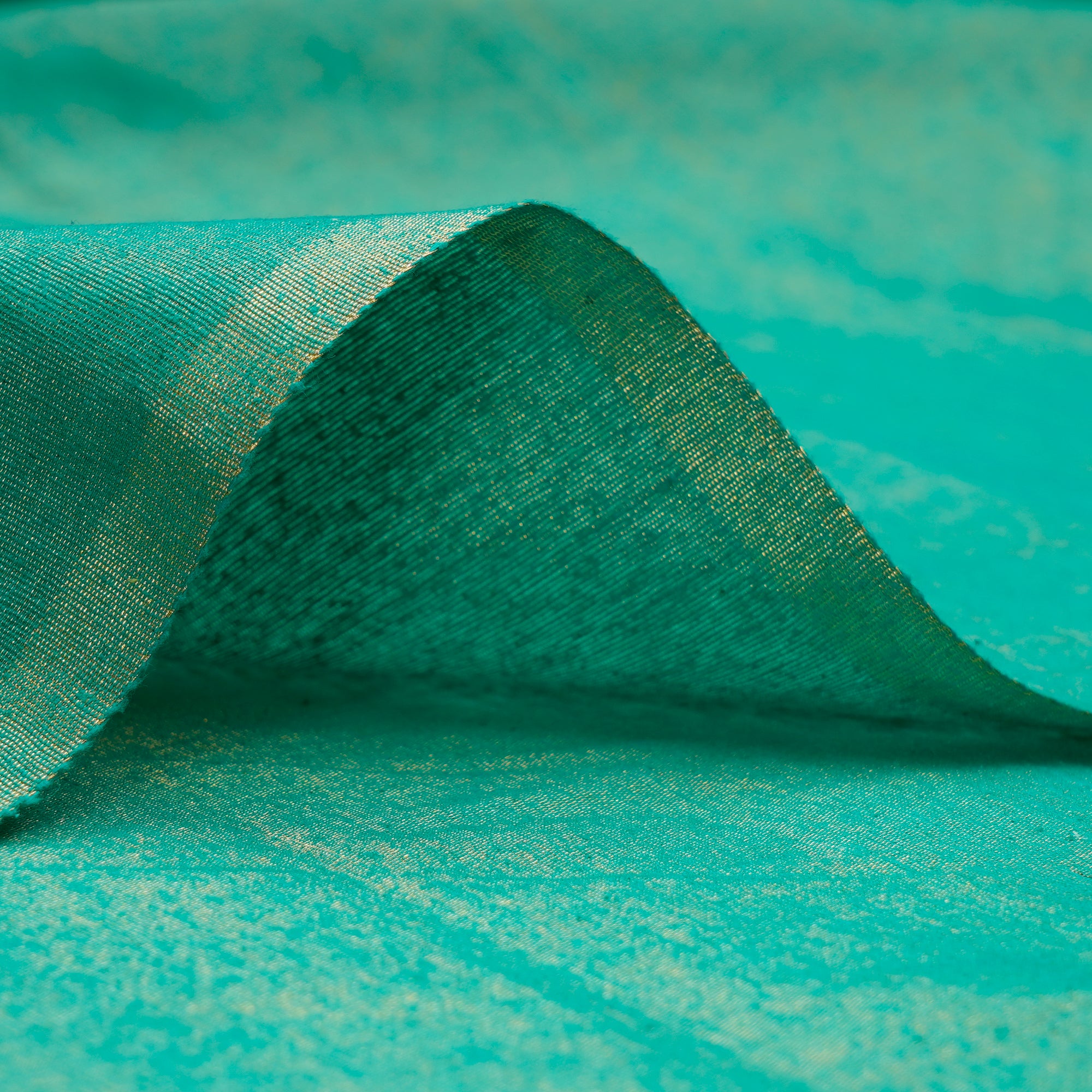 Vivid Green-Gold Noile Tissue Silk Fabric