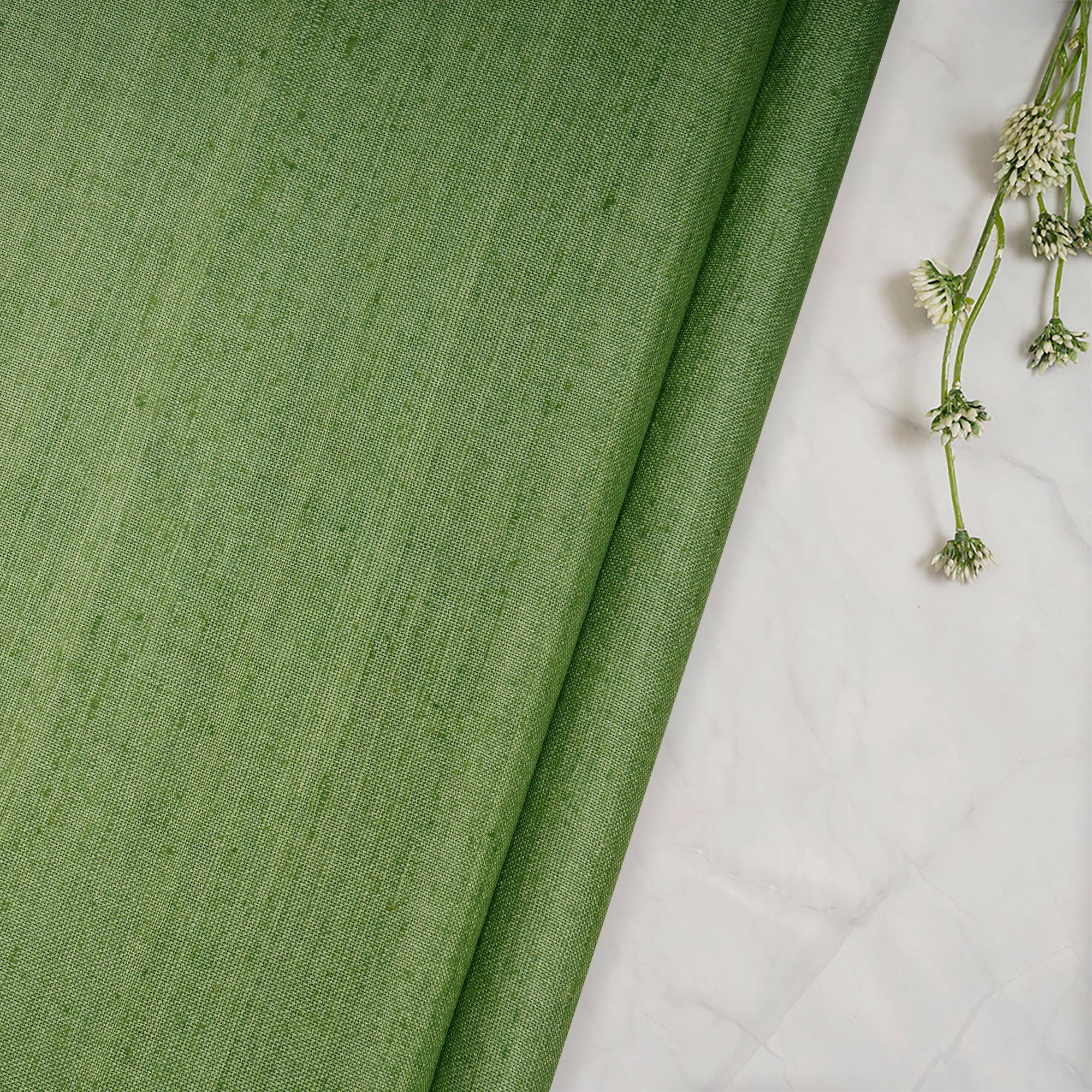 Jade Lime Handwoven Bamboo Matka Silk Fabric