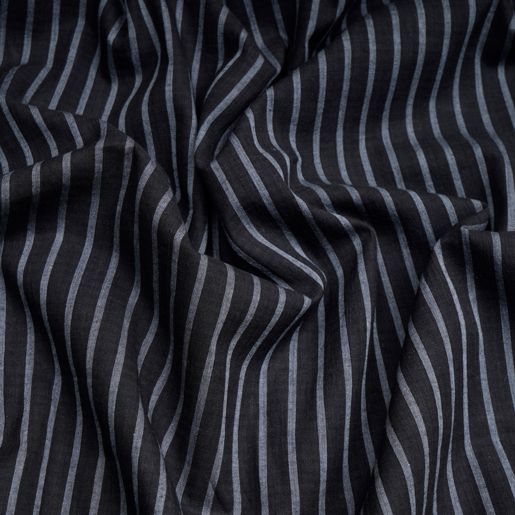 Black Stripe Pattern Handwoven Muslin Fabric