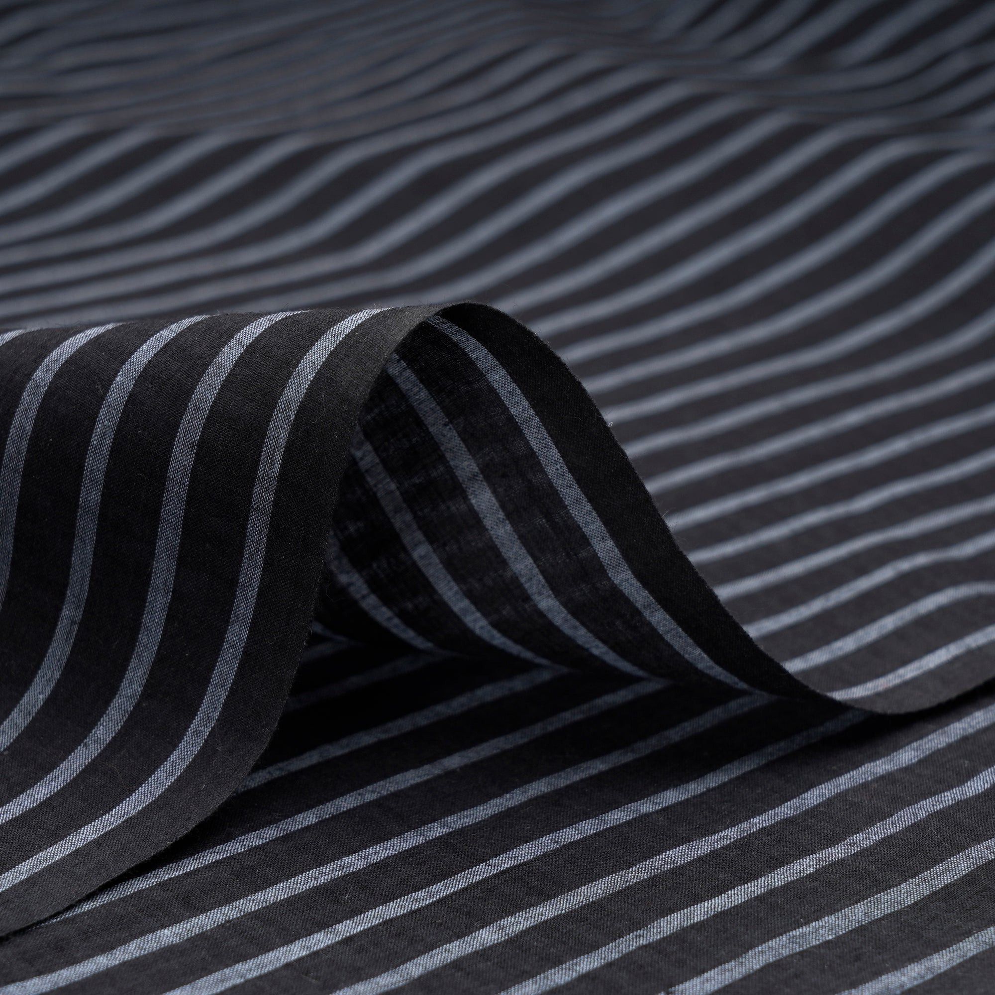 Black Stripe Pattern Handwoven Muslin Fabric