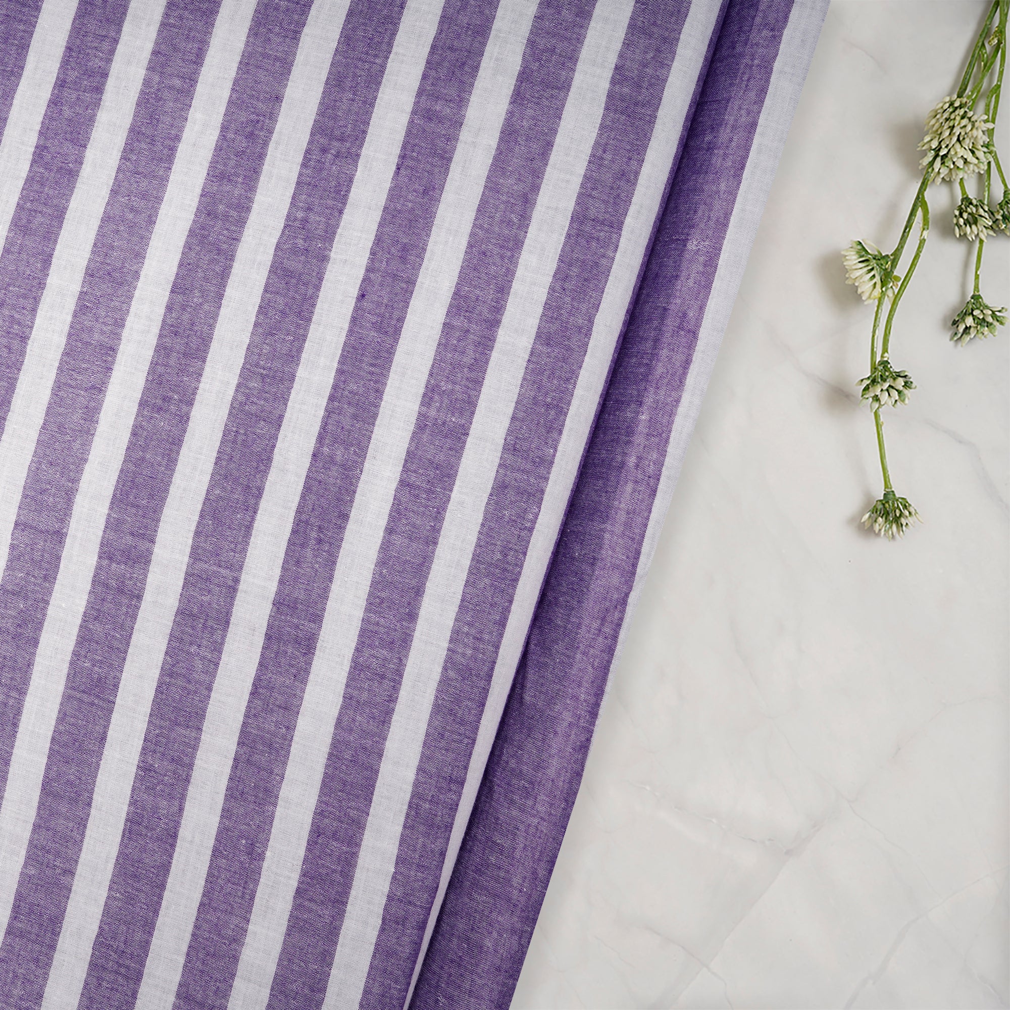 Purple-White Color Yarn Dyed Cotton Muslin Fabric