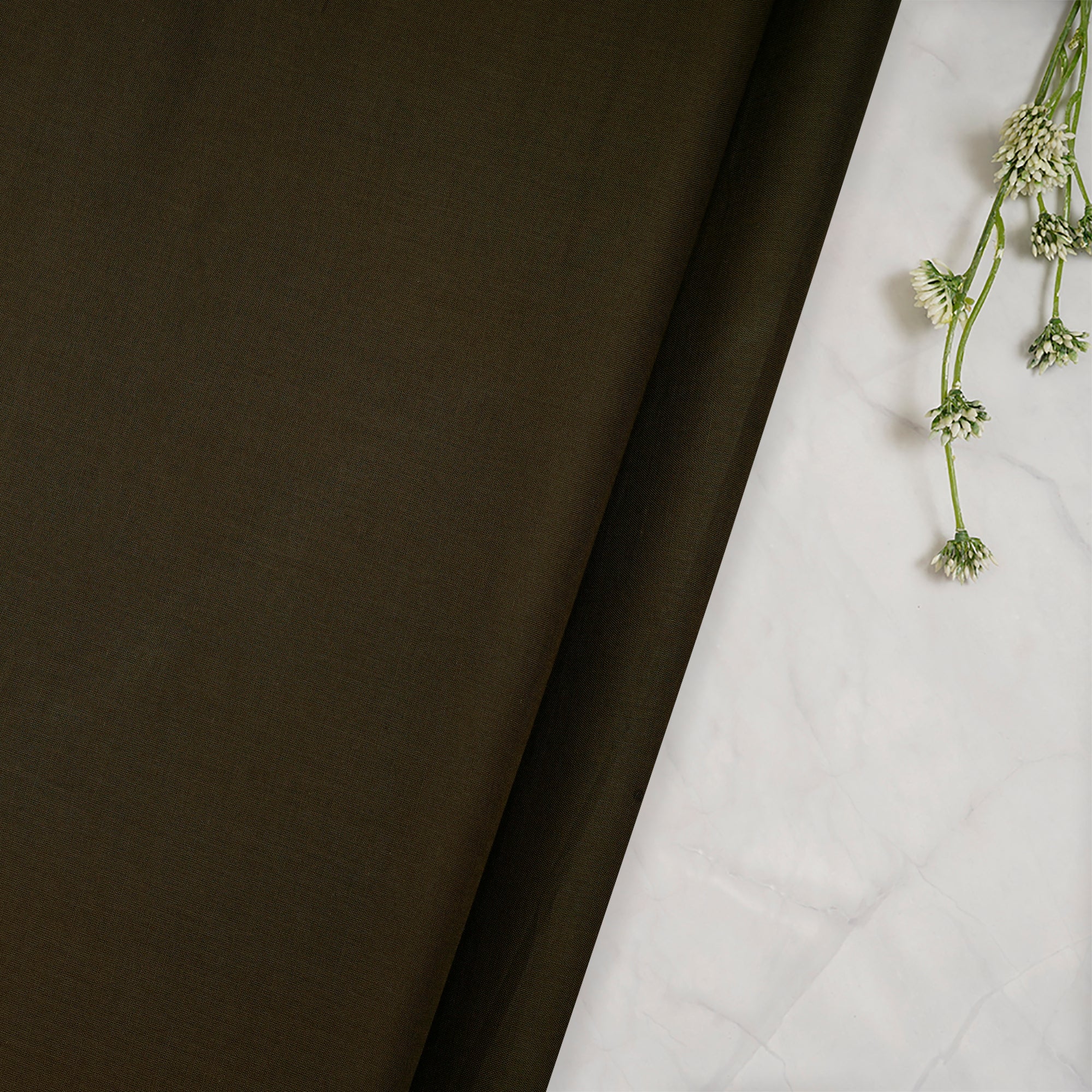 Military Olive Dyed Plain Cotton Voile Fabric