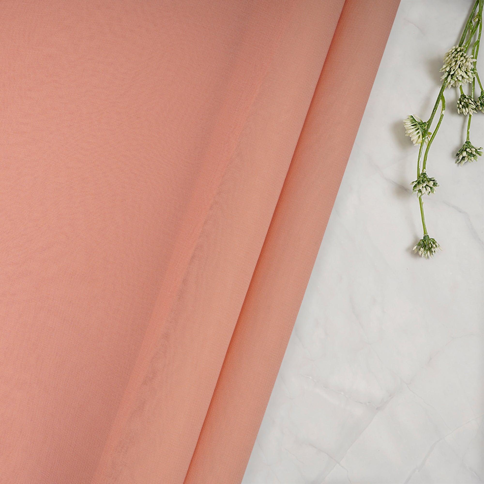 Peach Pearl Piece Dyed Bemberg Georgette Fabric