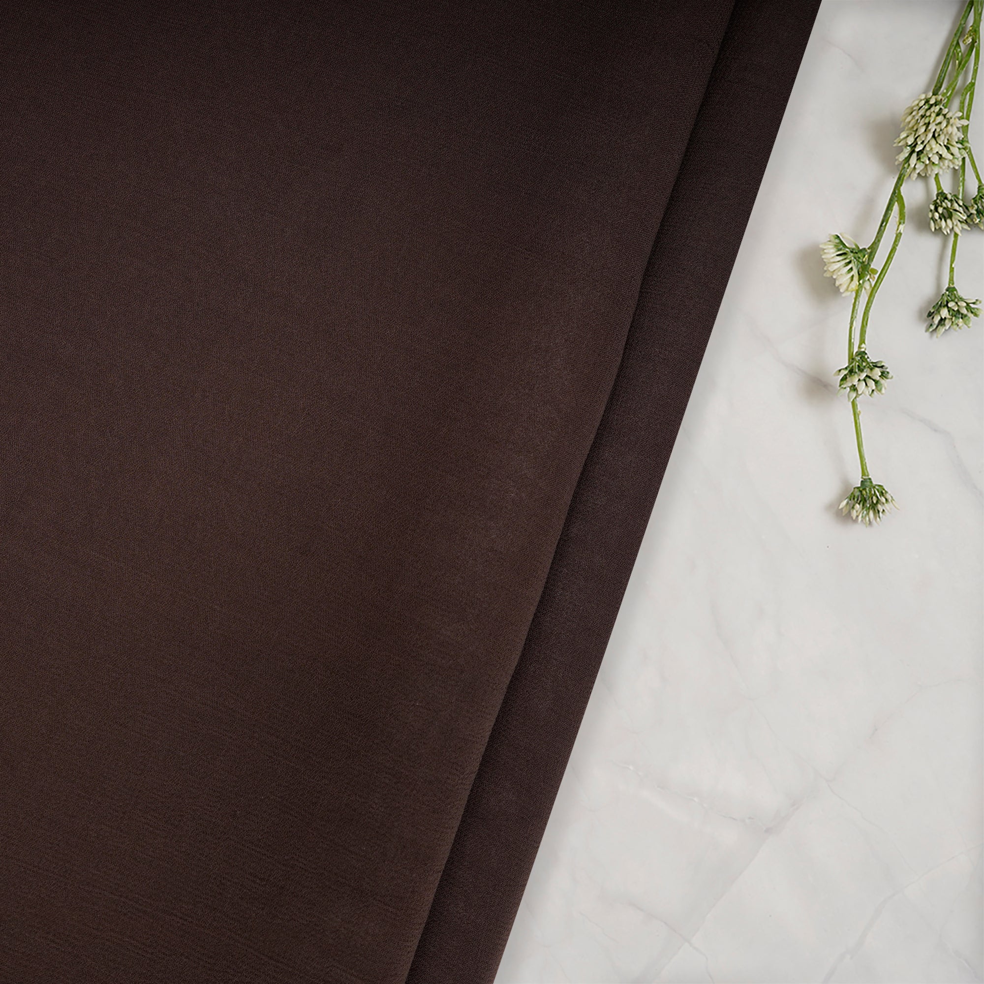 Brown Piece Dyed Bemberg Georgette Fabric