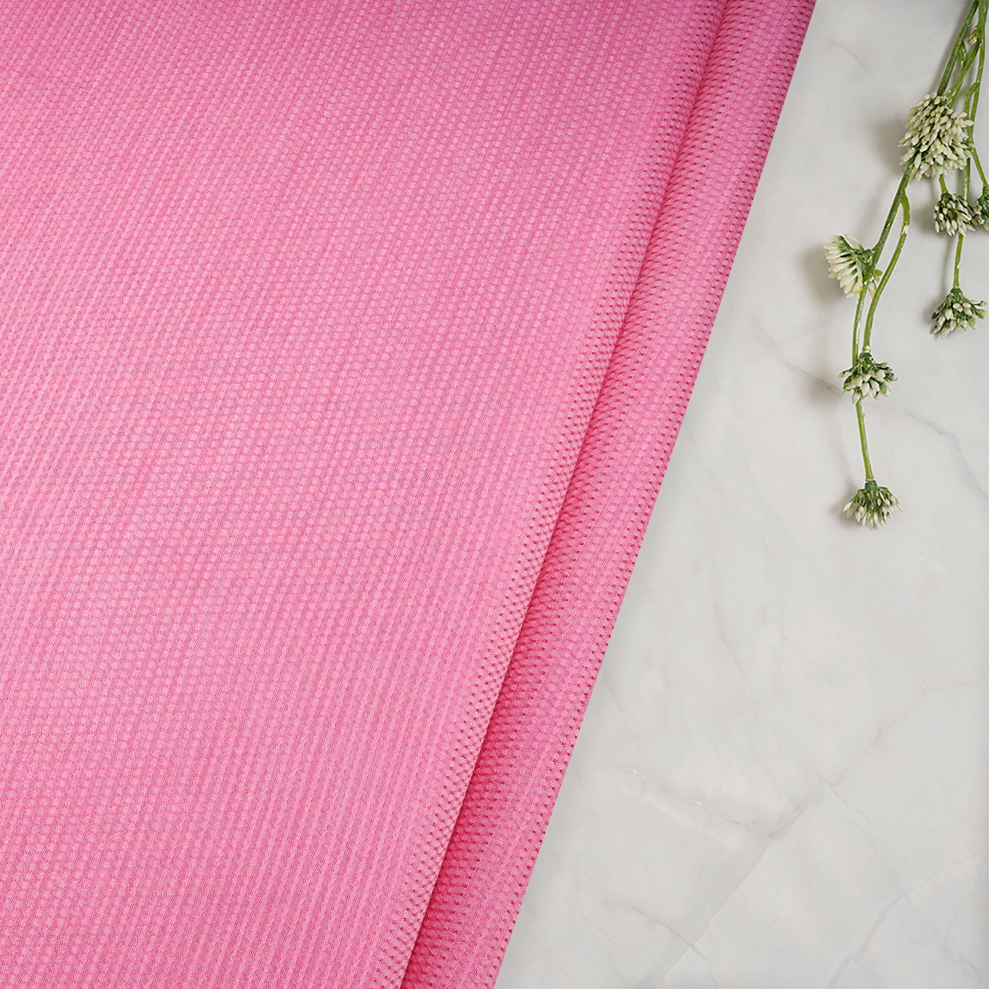 Baby Pink Handwoven Bemberg Dobby Fabric