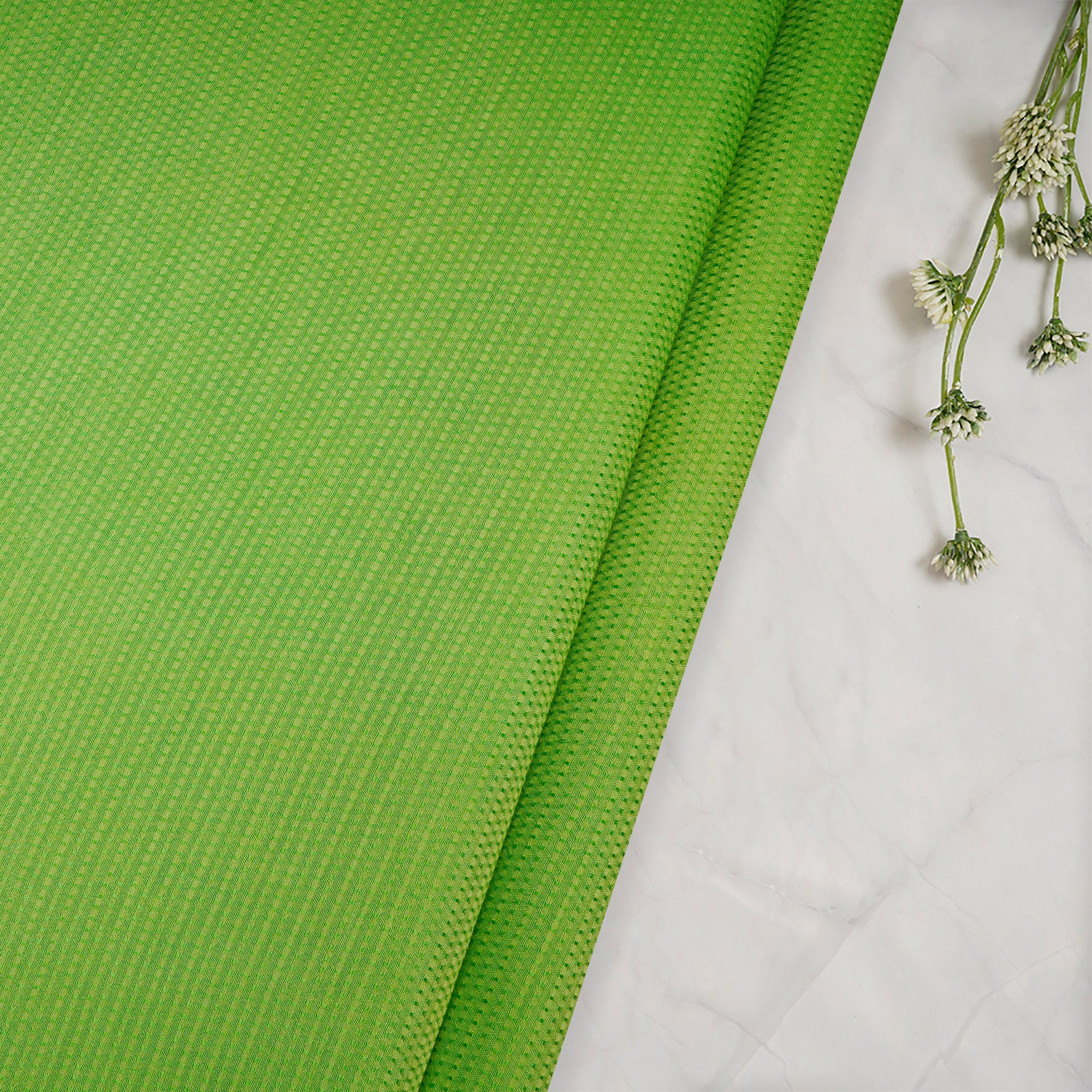 Lime Green Handwoven Bemberg Dobby Fabric