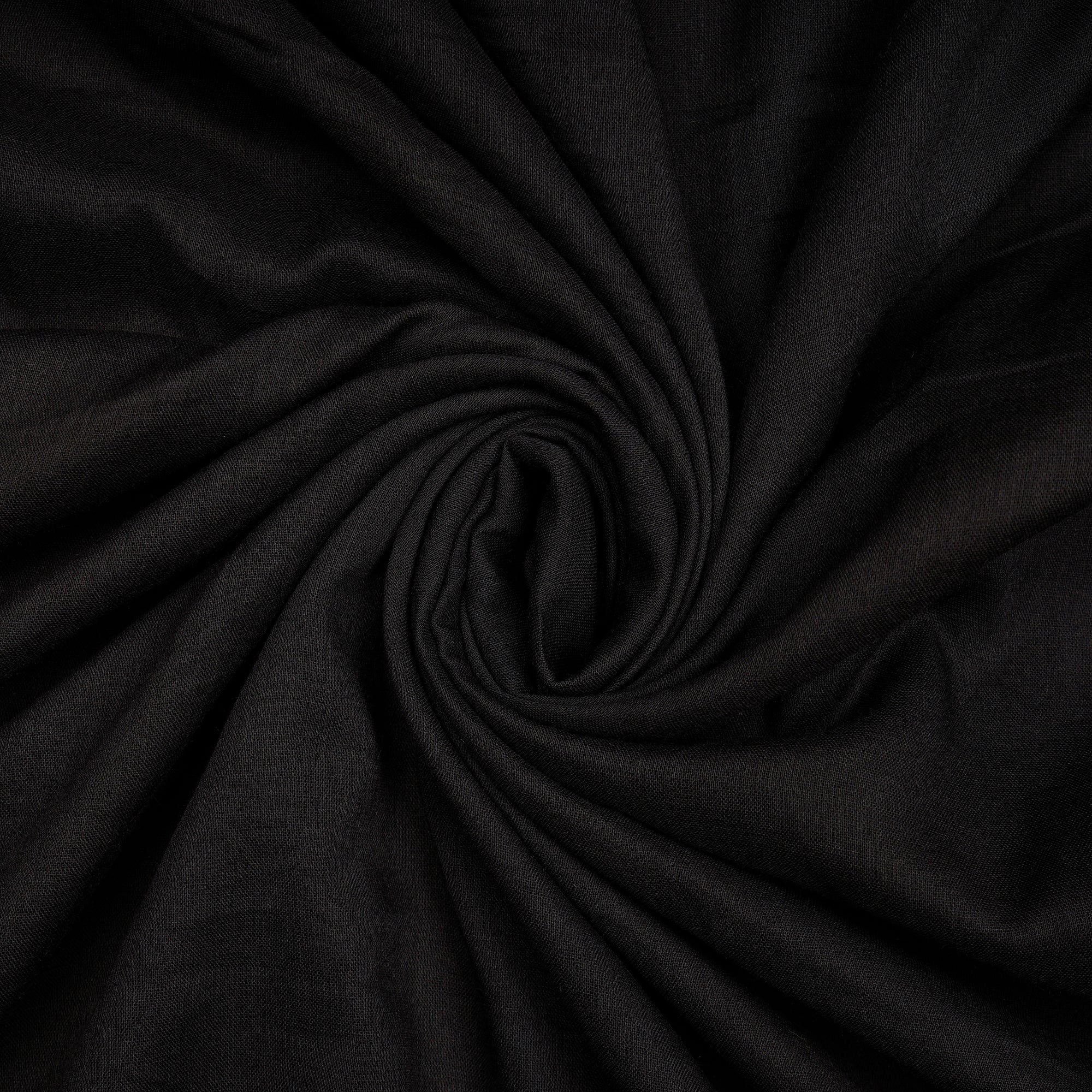 Black Plain Dyed Cotton Voile Fabric