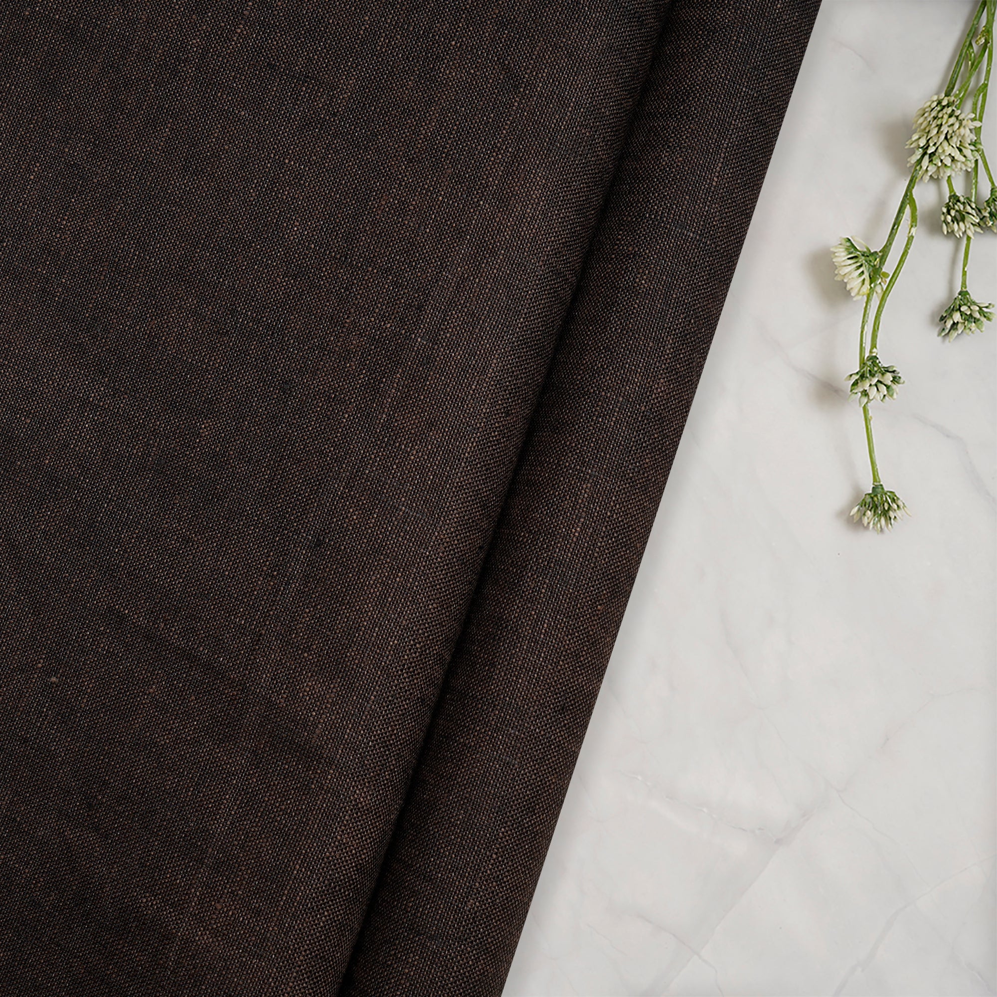 Seal Brown 25 Lee Plain Premium Suiting Chambray Linen Fabric