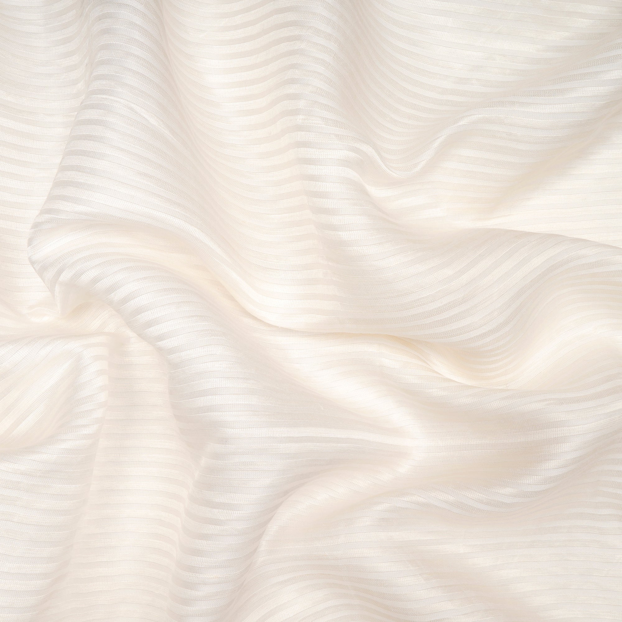 White Dyeable Stripe Pattern Bemberg Linen Satin Fabric