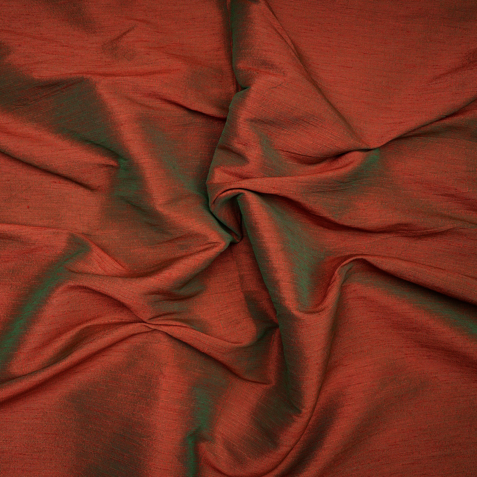 Red-Green Color Polyester Dupion Fabric