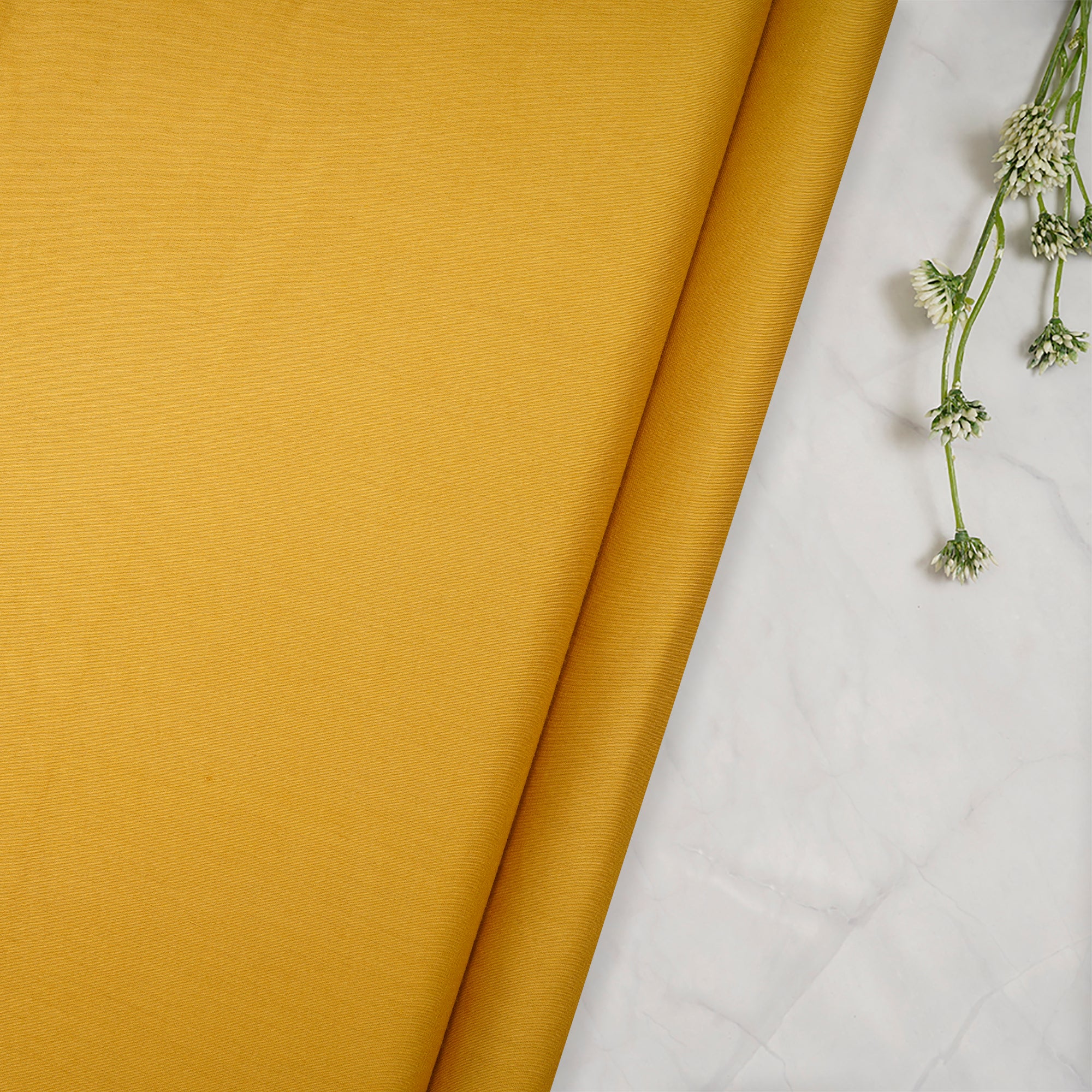 Mustard 80's Plain Cotton Satin Fabric