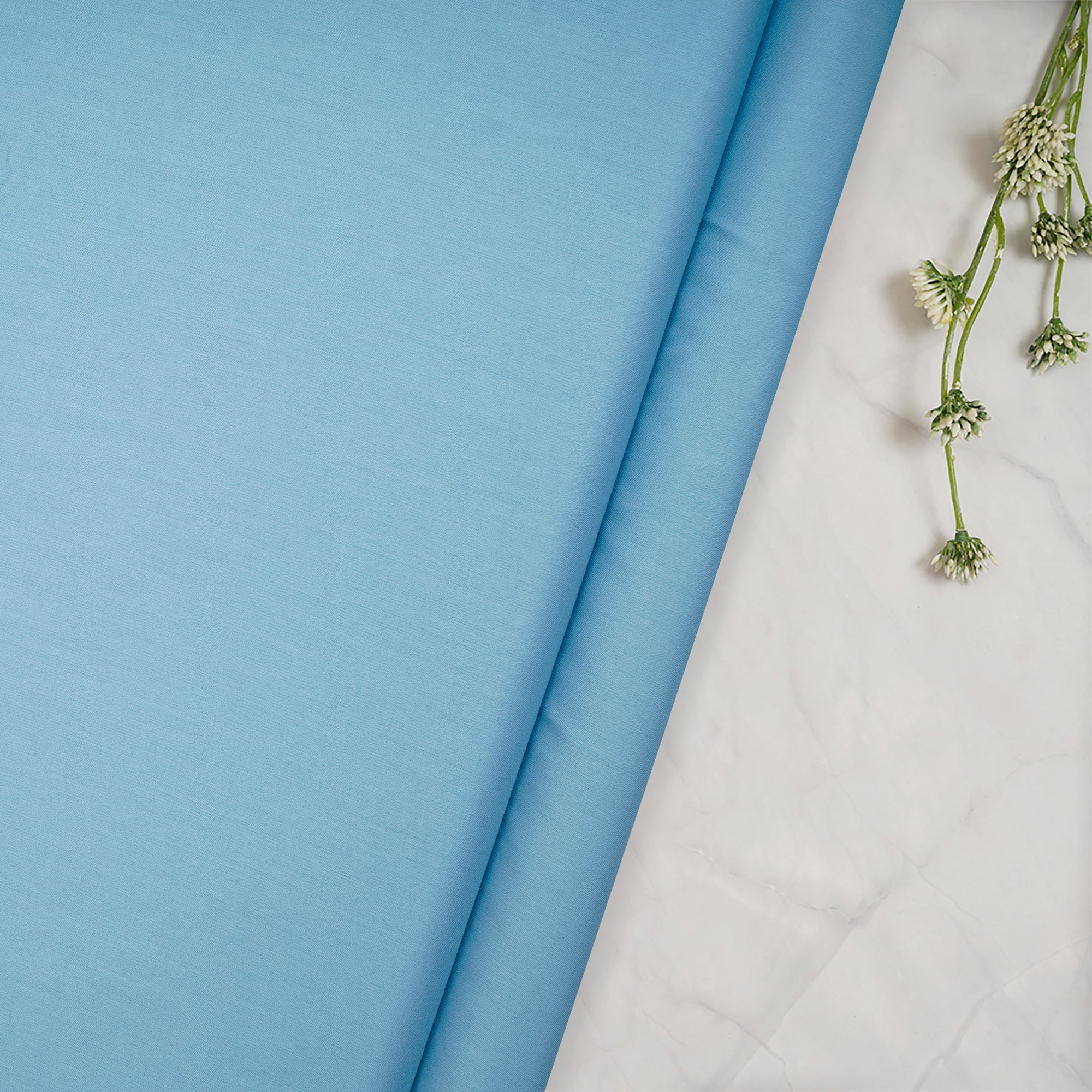 Aquamarine 80's Plain Cotton Satin Fabric