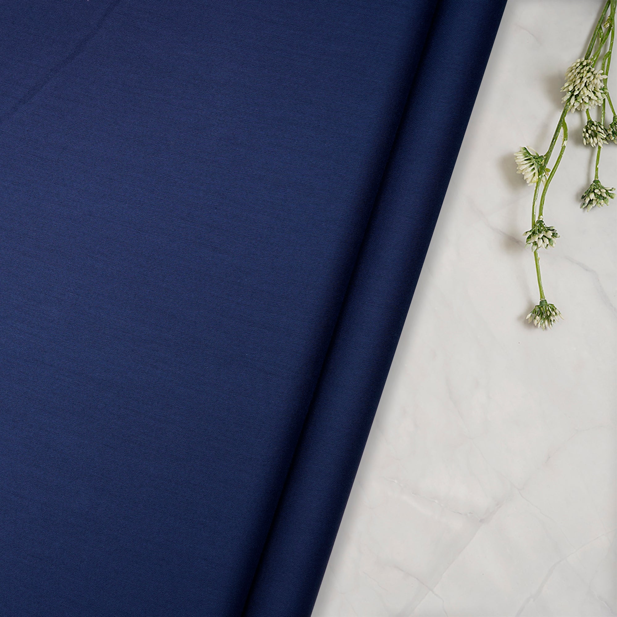 Navy Blue 80's Plain Cotton Satin Fabric
