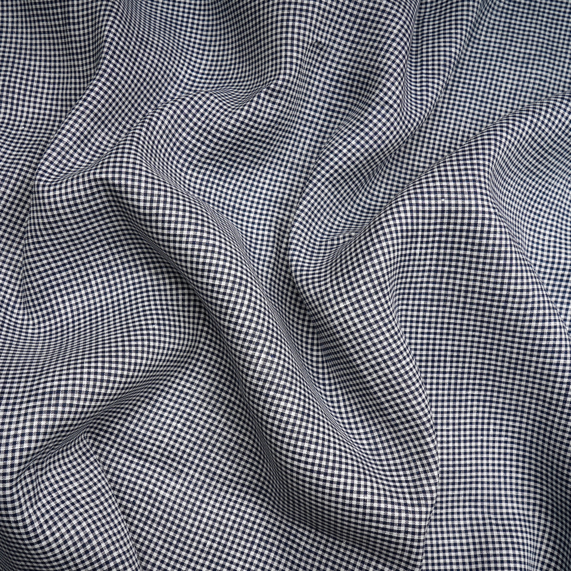 White-Blue Check Pattern Pure Linen Fabric