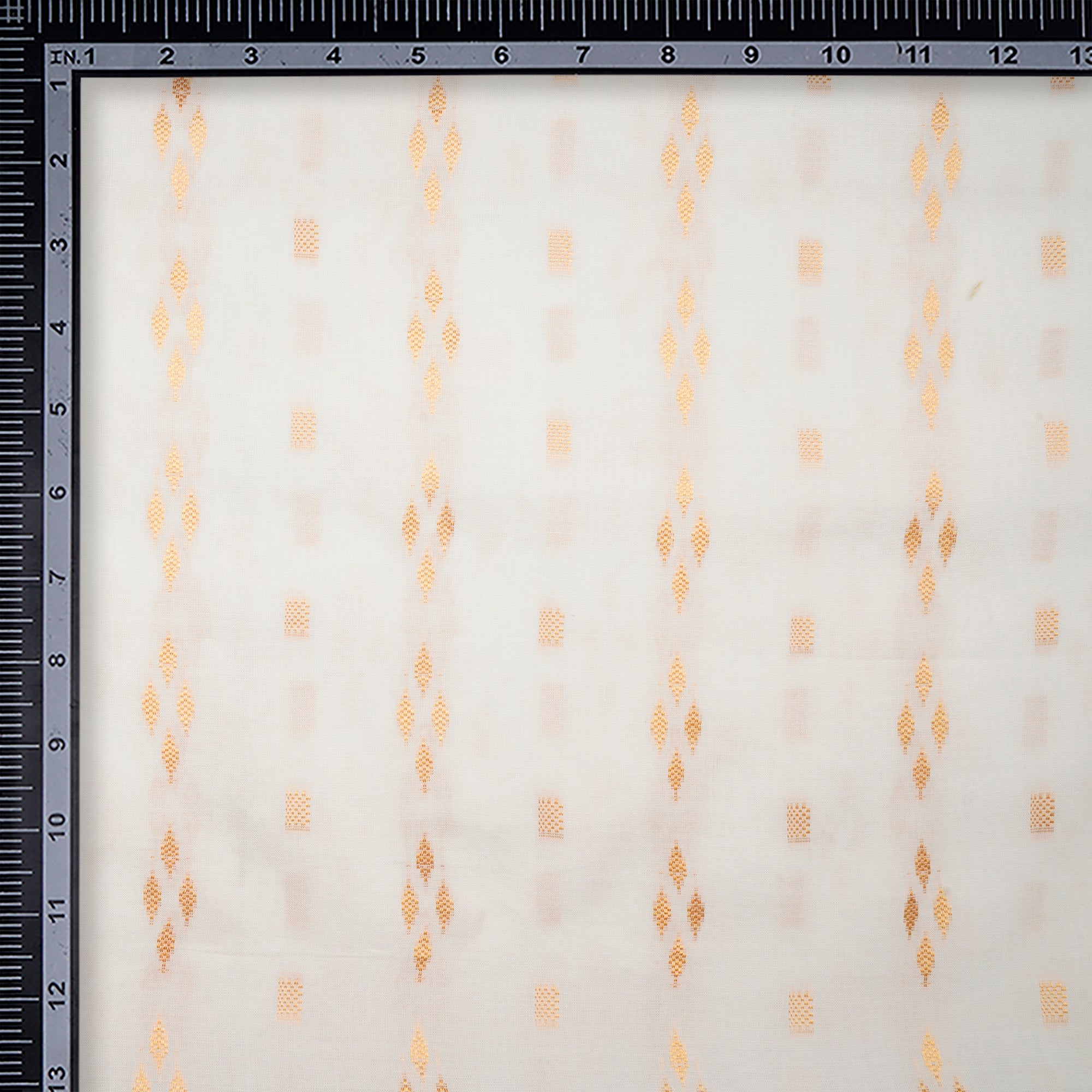 Off-White-Yellow Booti Pattern Fancy Viscose Jacquard Fabric