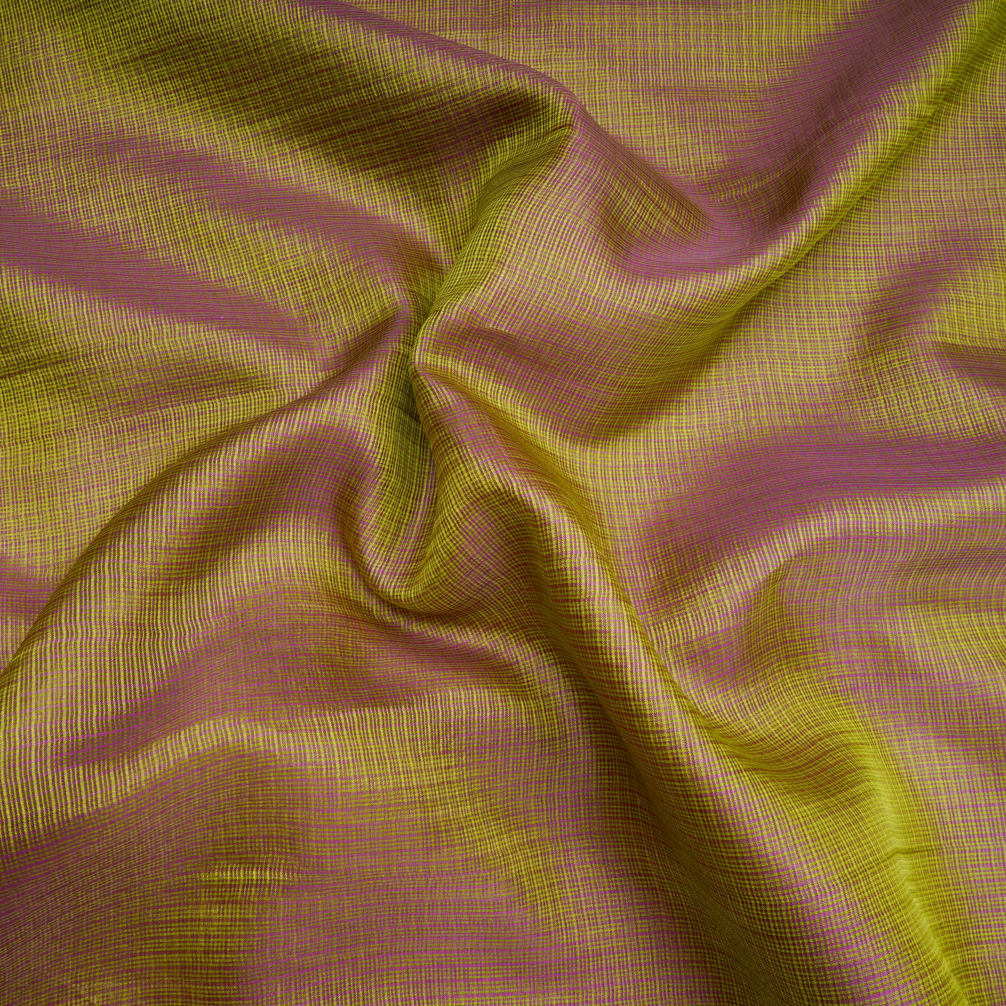 Green-Pink Yarn Dyed Kota Silk Fabric