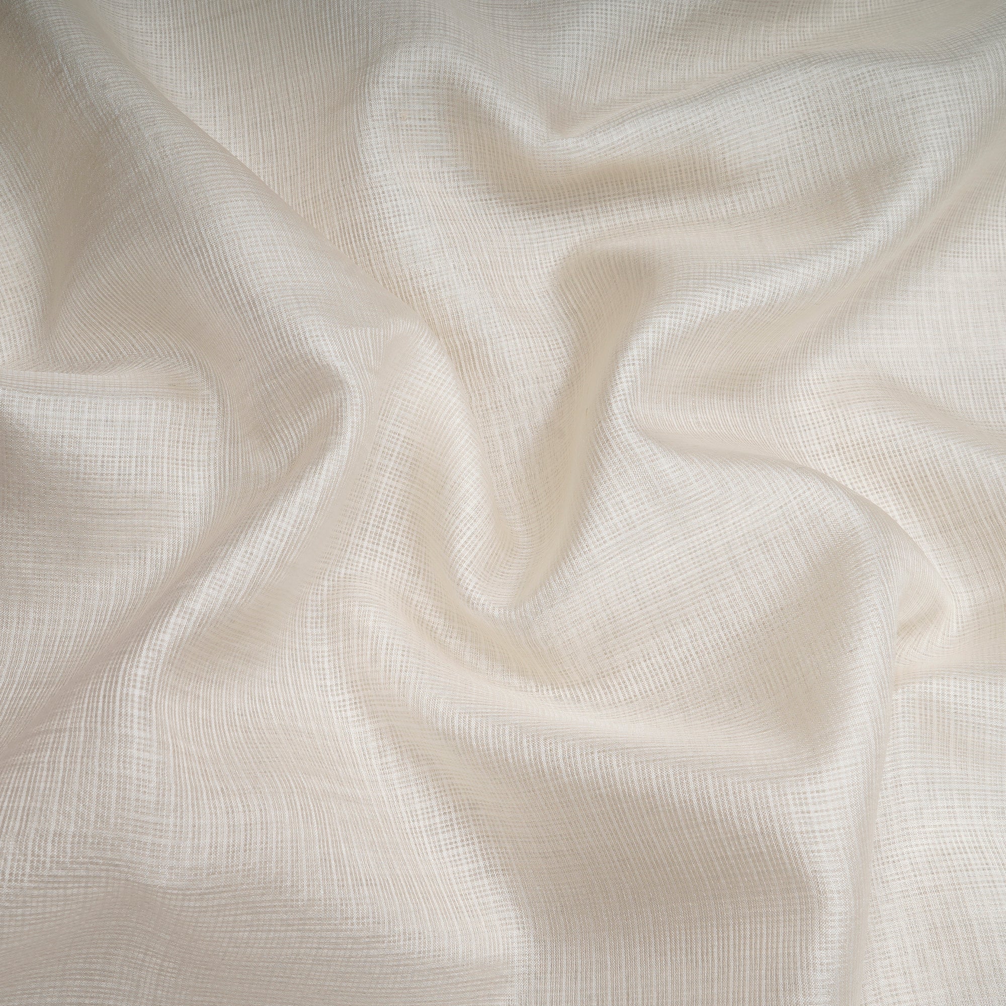 White-Orange Yarn Dyed Kota Silk Fabric