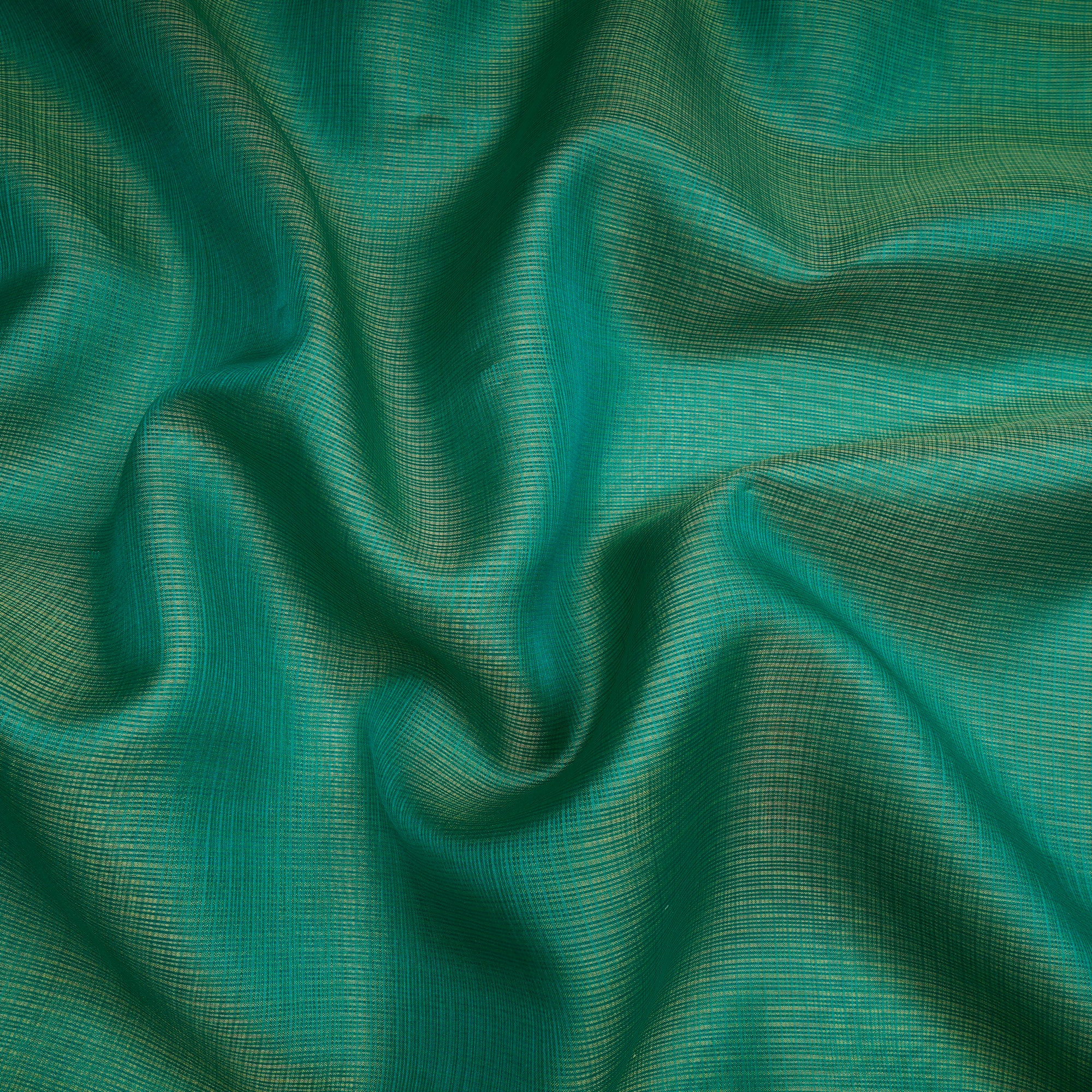 Green-Yellow Handwoven Kota Satin Silk Fabric