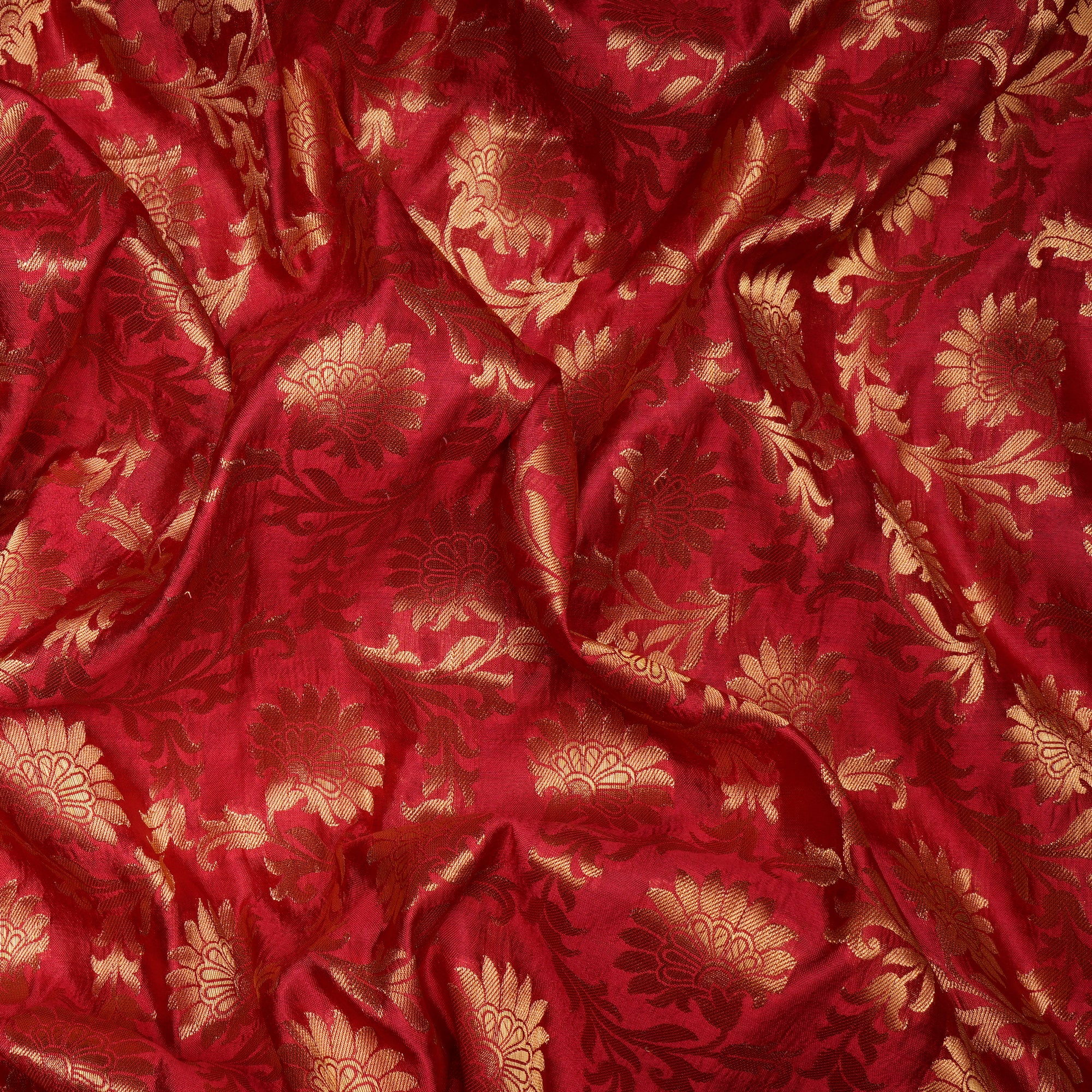 Amaranth Red-Golden Color Brocade Fabric