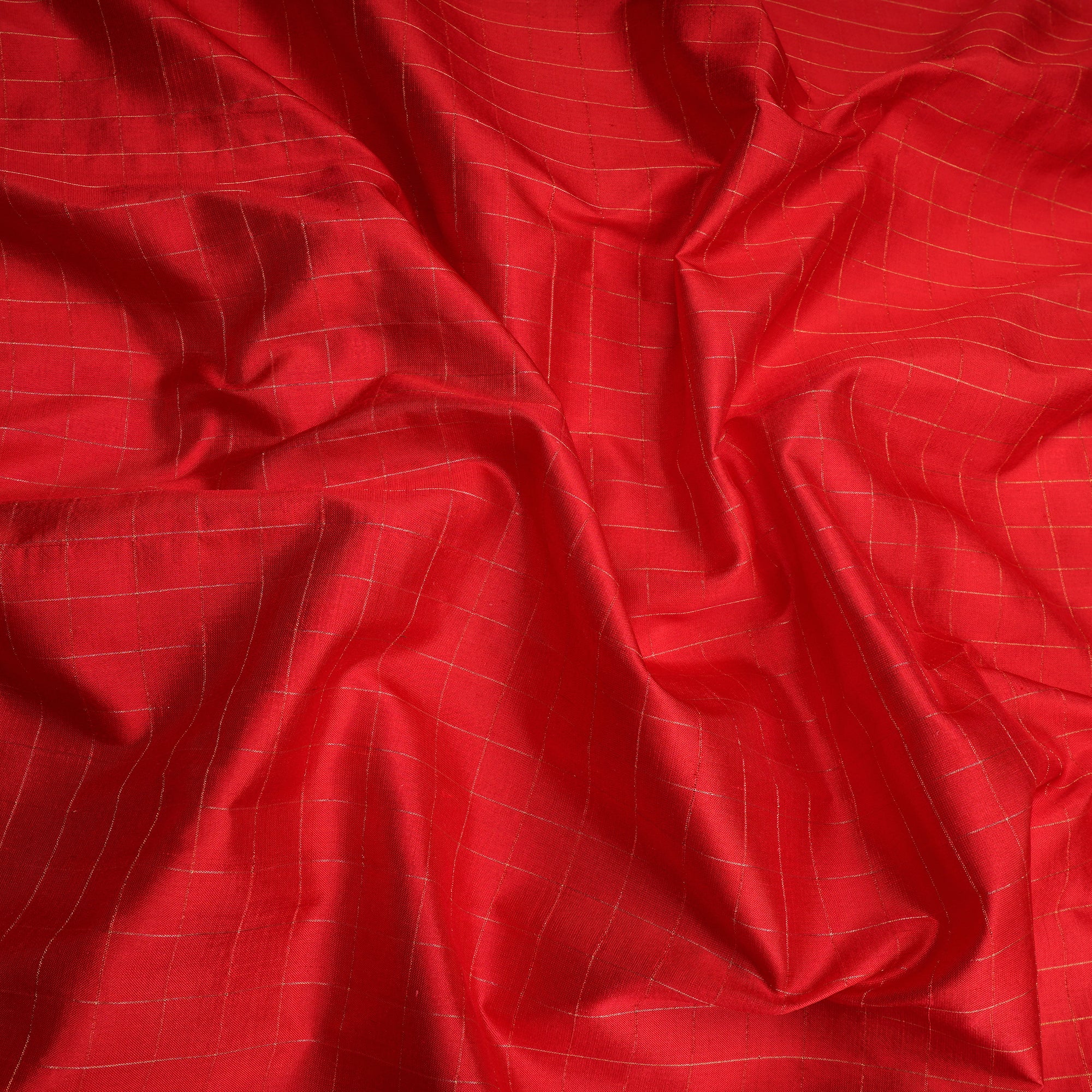 Red Dyed Check Pattern Fancy Silk Fabric