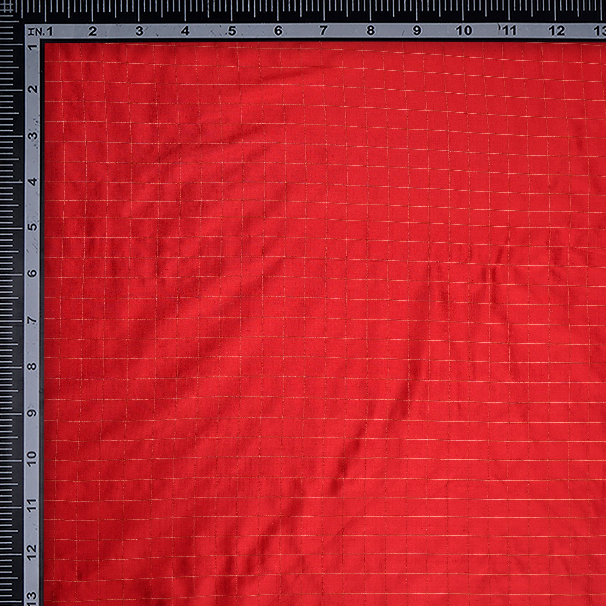 Red Dyed Check Pattern Fancy Silk Fabric