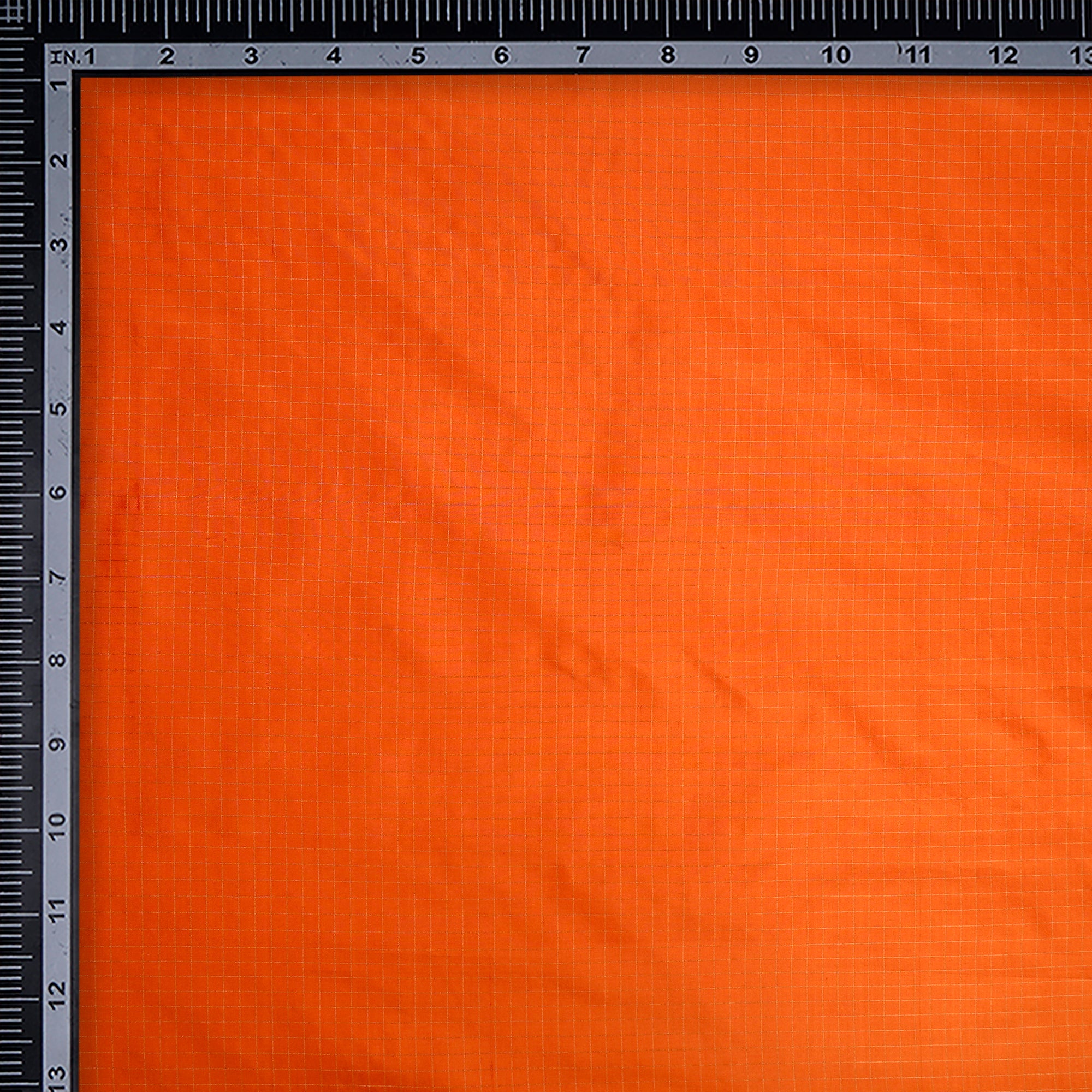 Orange Dyed Check Pattern Fancy Silk Fabric