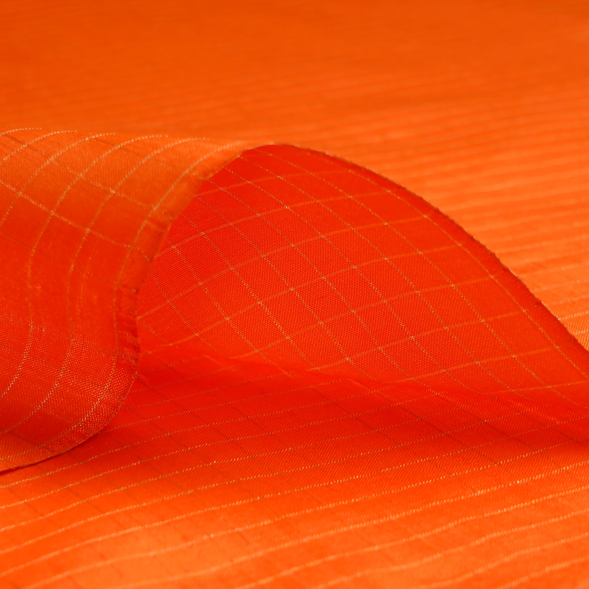 Orange Dyed Check Pattern Fancy Silk Fabric