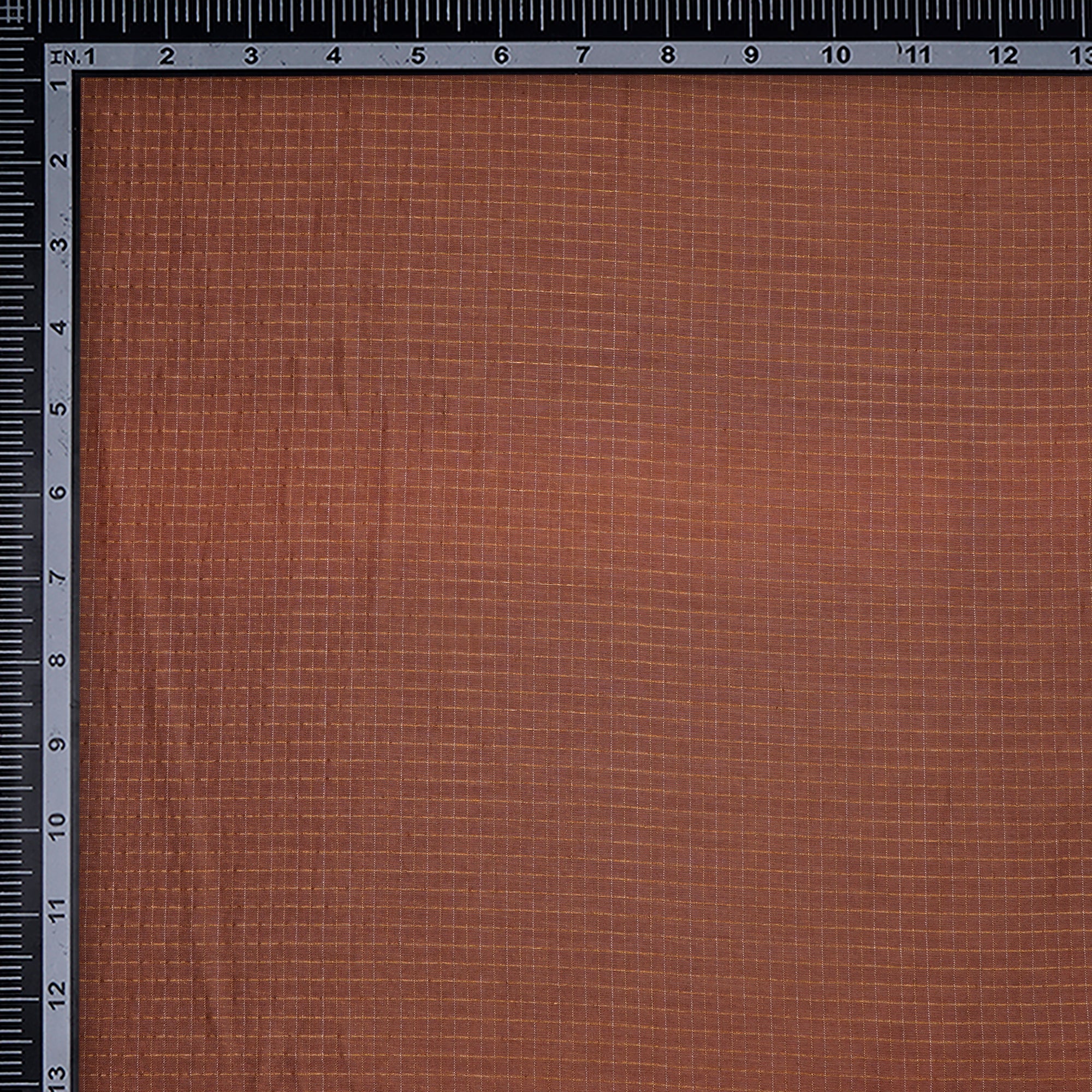 Brown Check Pattern Fancy Chanderi Fabric