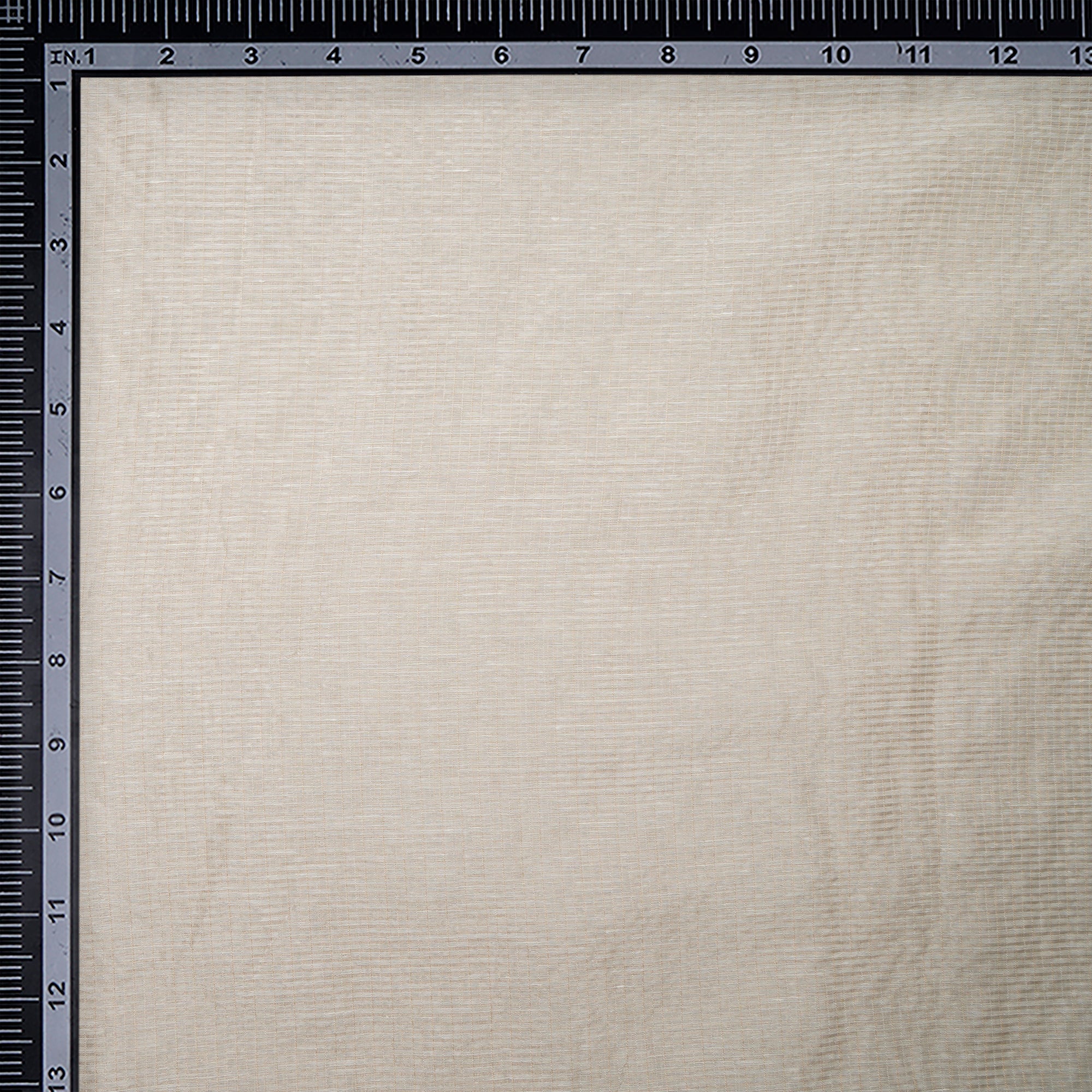 Off-White Dyeable Handwoven Checks Pattern Silver Zari Silk-Linen Tissue Fabric
