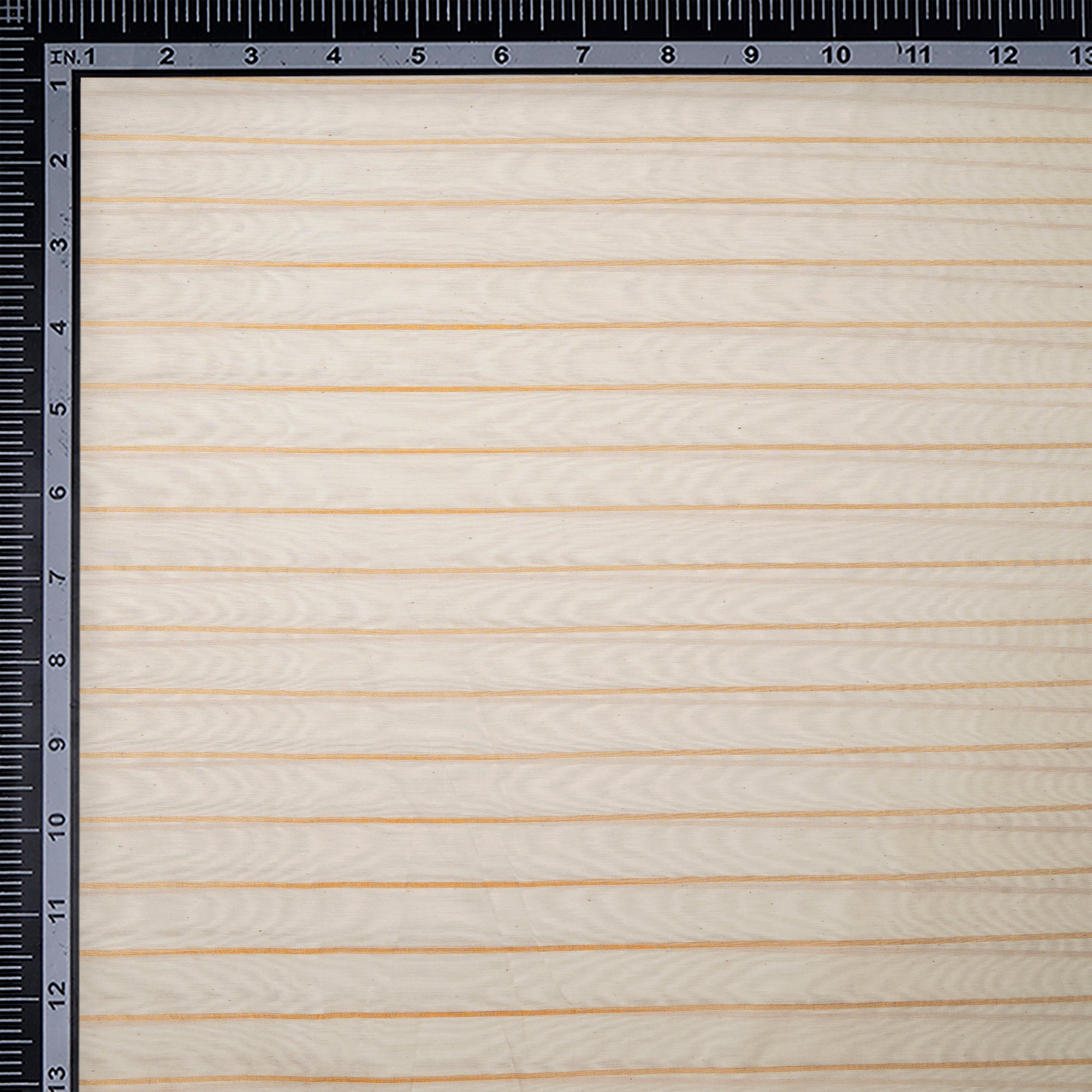 Off-White Gold Weft Stripe Pattern Fancy Chanderi Fabric