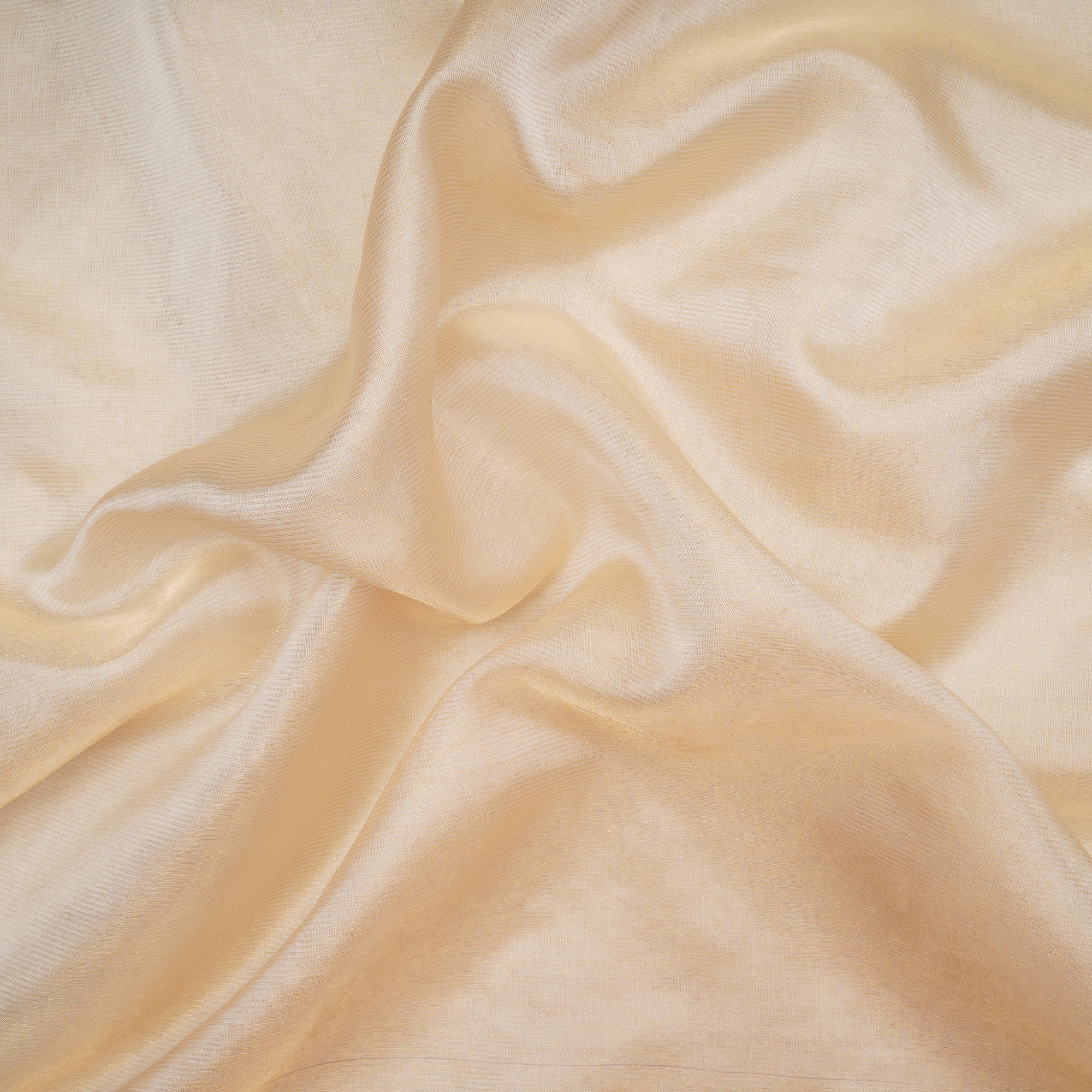 White-Gold Dyeable Zari Stripe Pattern Fancy Organza Tissue Fabric