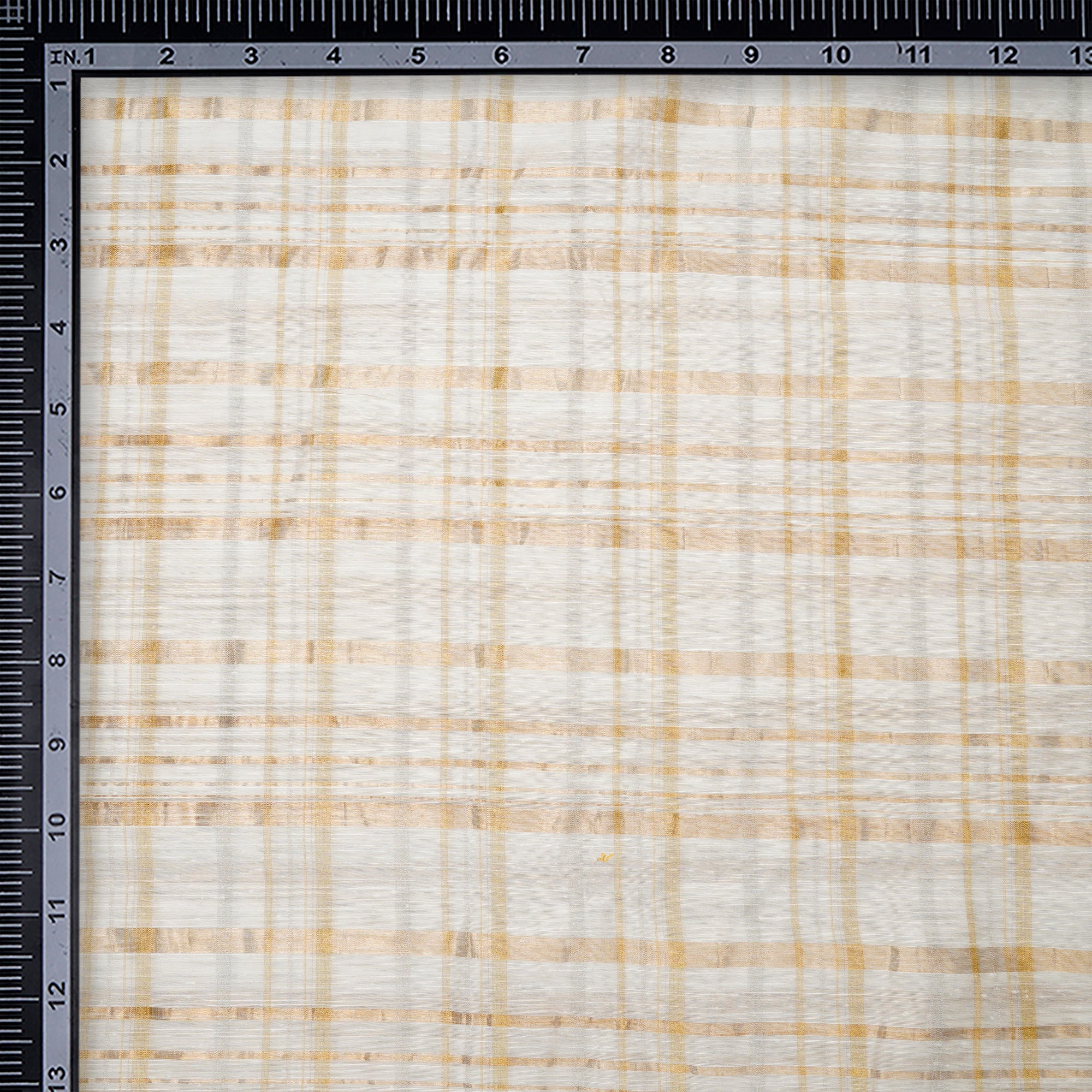 White-Gold Dyeable Check Pattern Fancy Viscose Raw Silk Zari Fabric