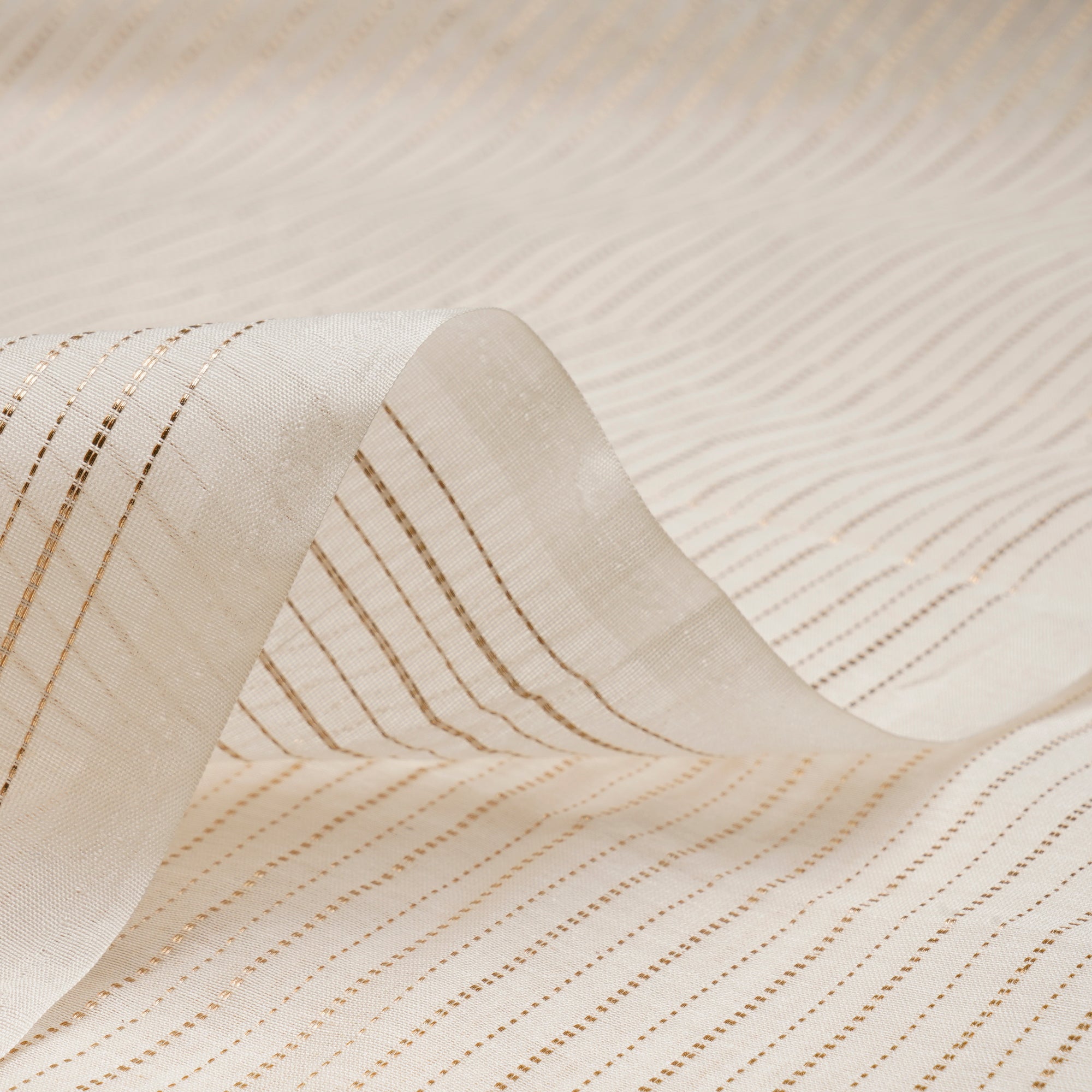 White Dyeable Stripe Pattern Fancy Chanderi Fabric