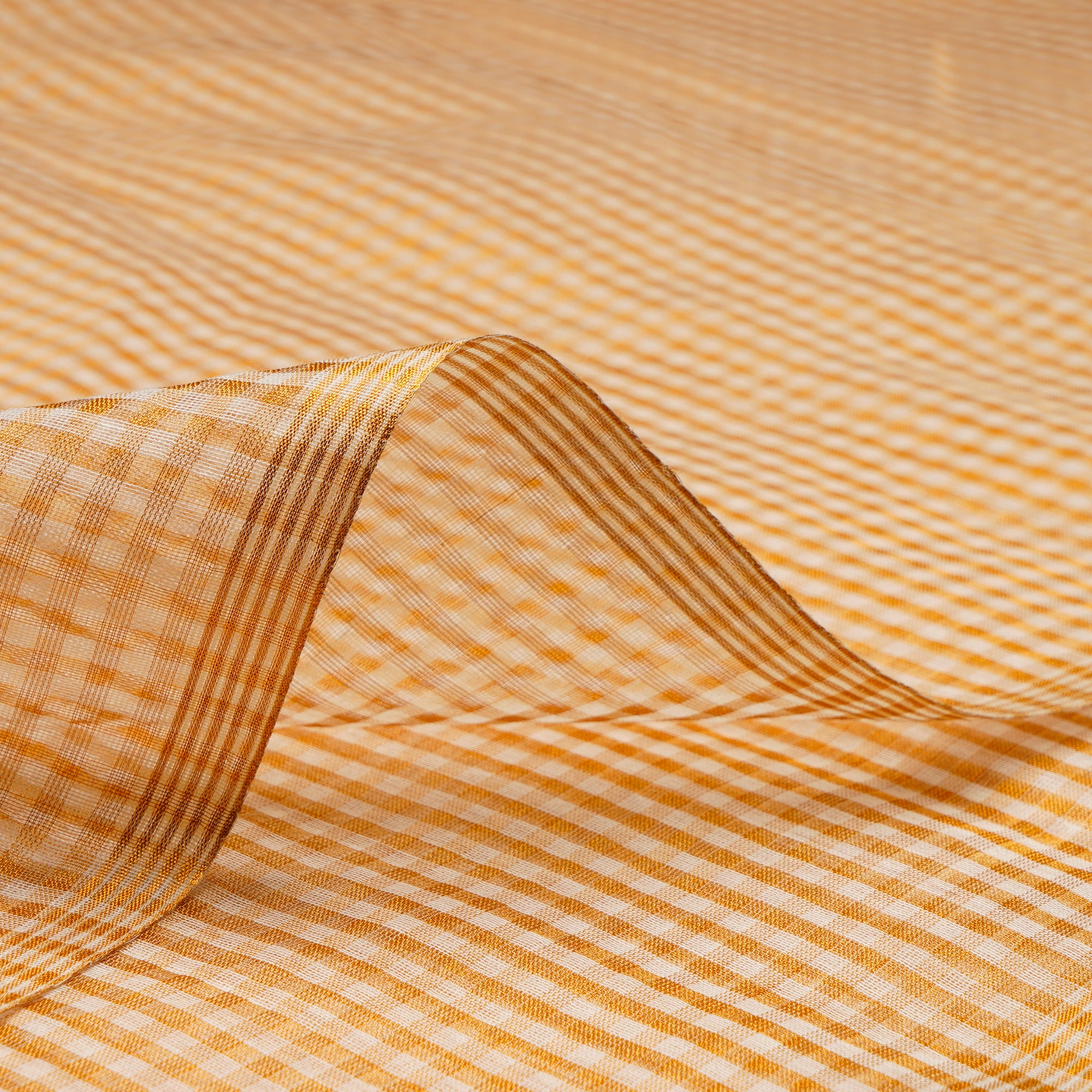 Gold Dyeable Check Pattern Fancy Tissue Zari Fabric