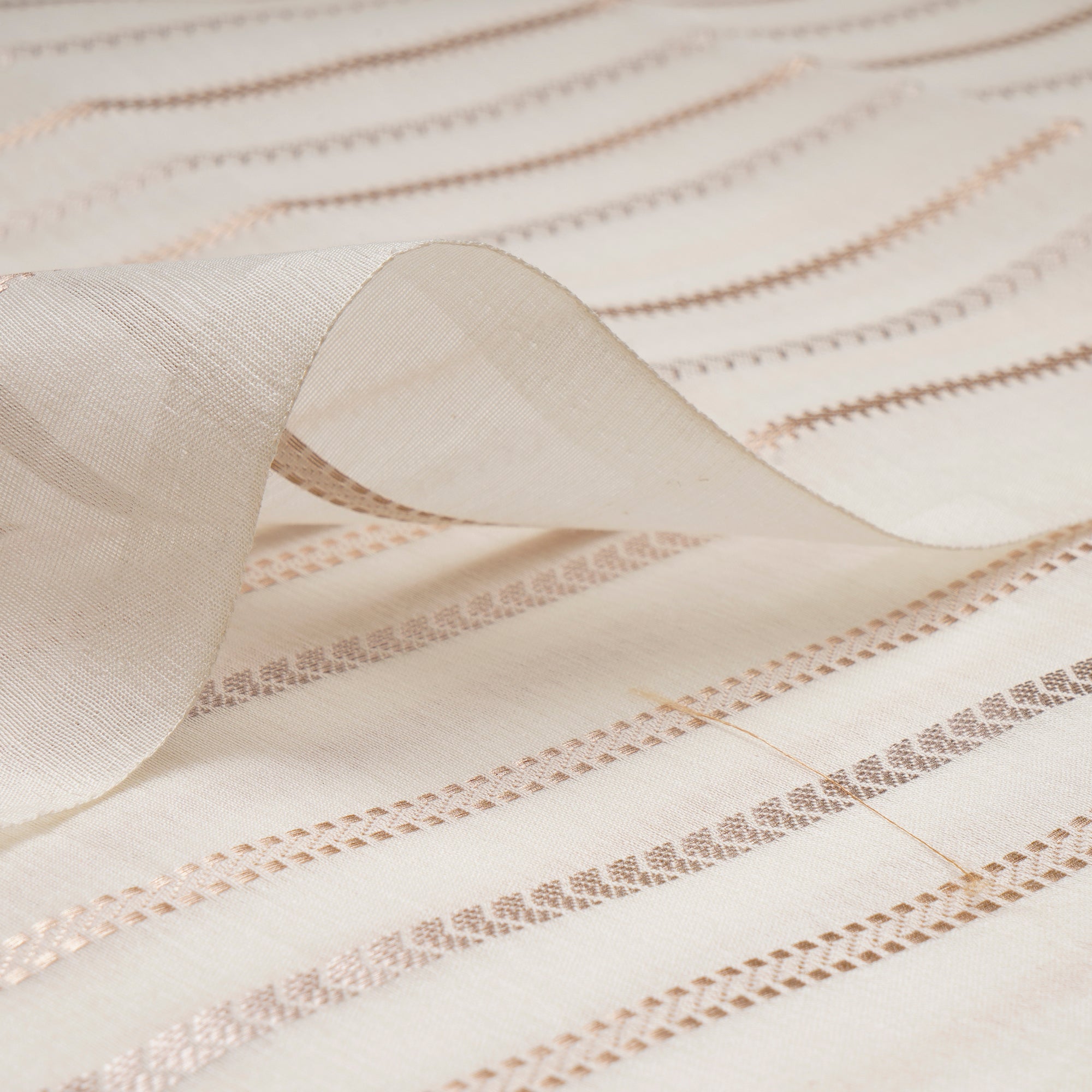 White Dyeable Stripe Pattern Fancy Chanderi Fabric