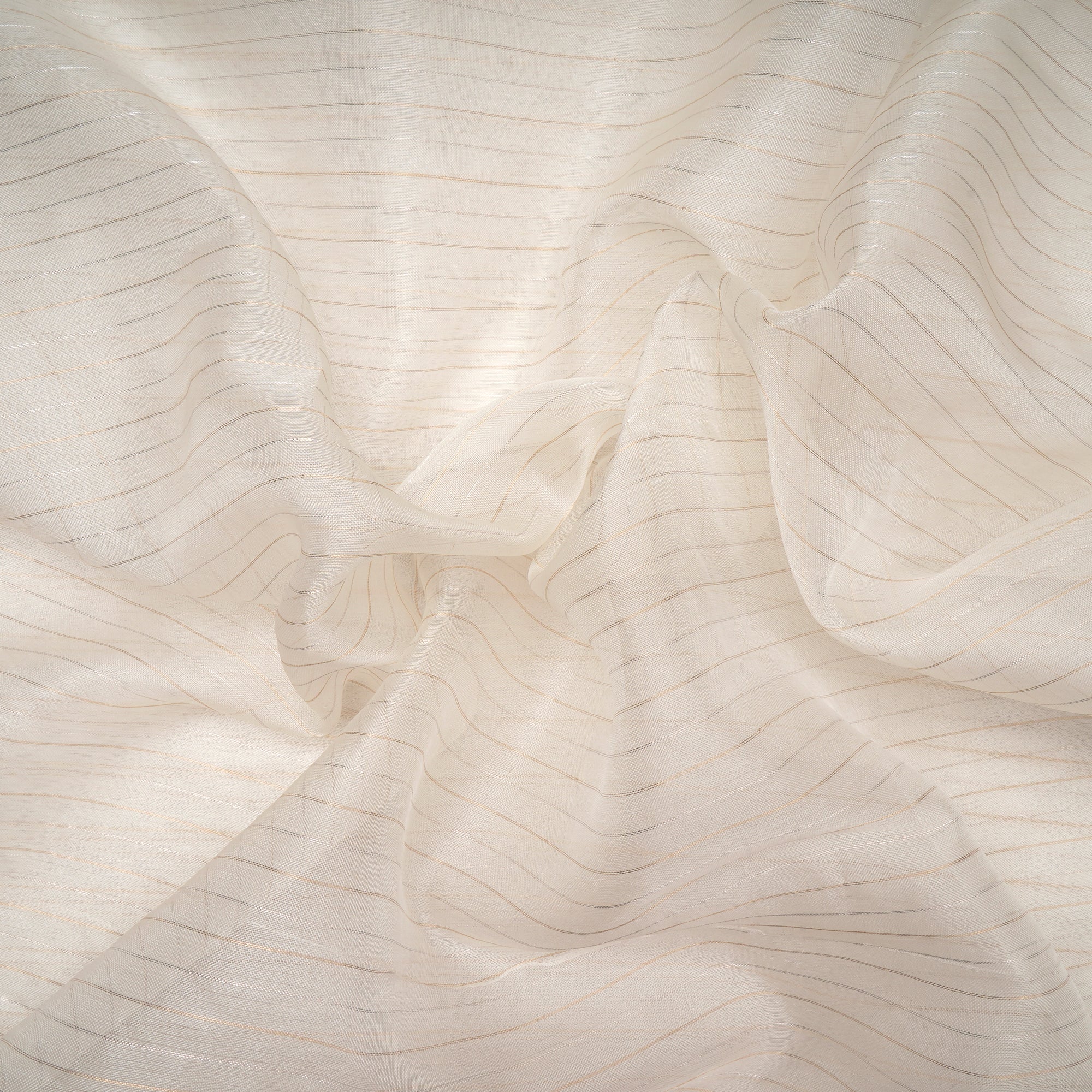 Off-White Dyeable Stripe Pattern Fancy Organza Fabric