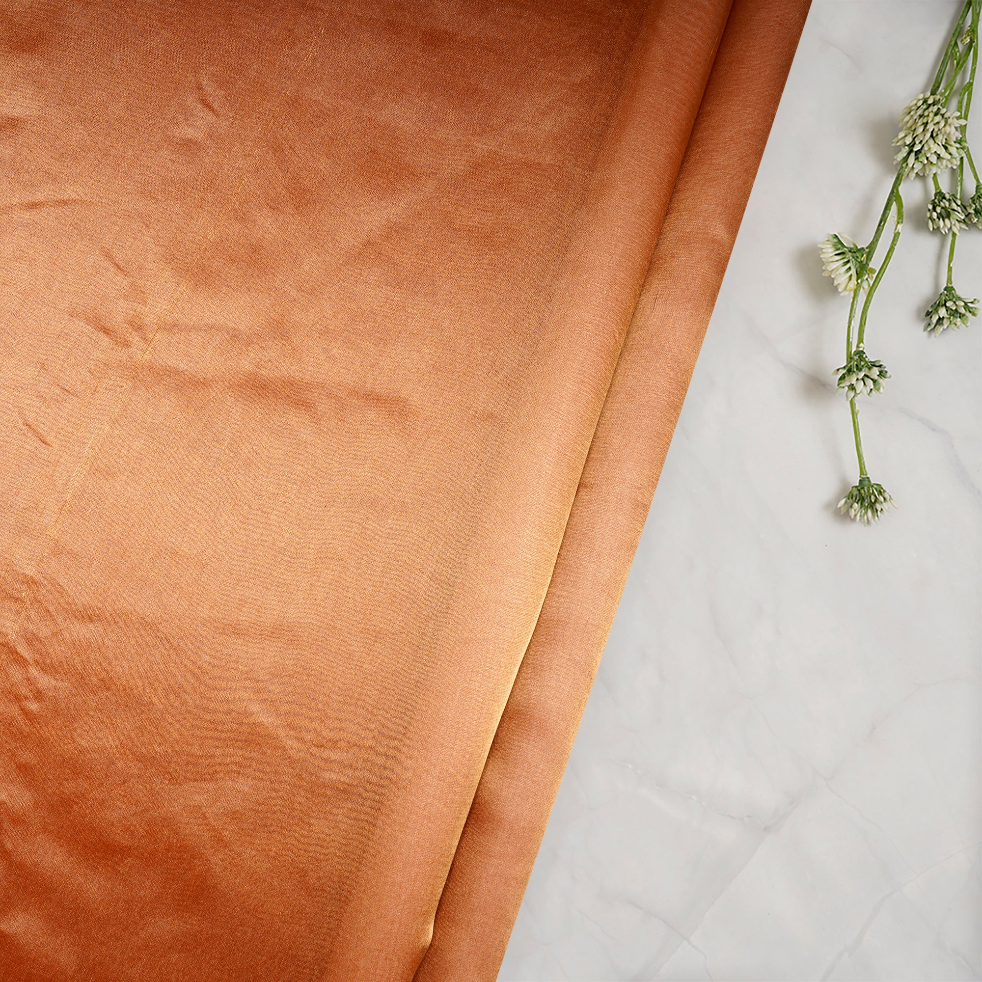 Orange Dyed Dupion Tissue Silk Fabric