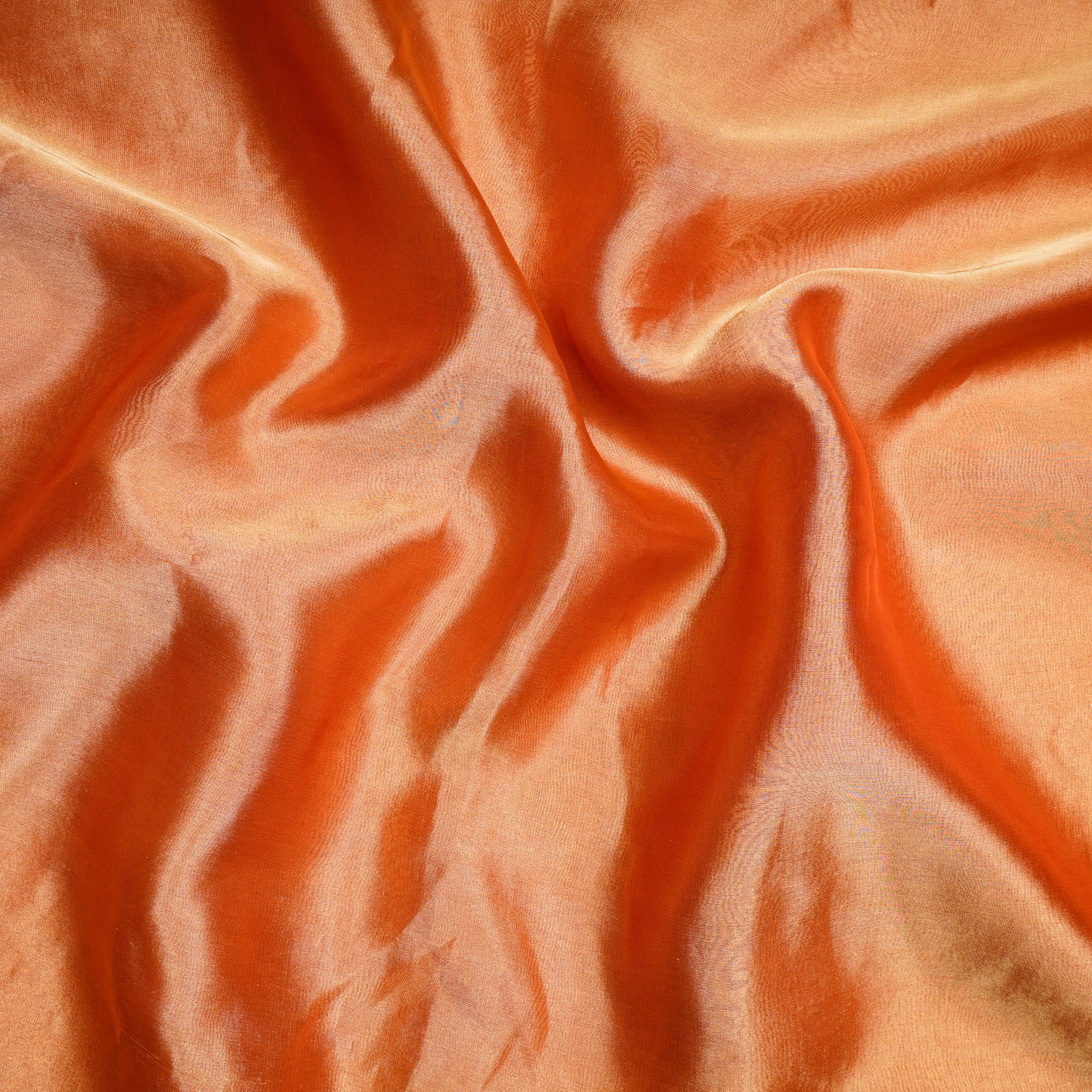 Orange Dyed Dupion Tissue Silk Fabric